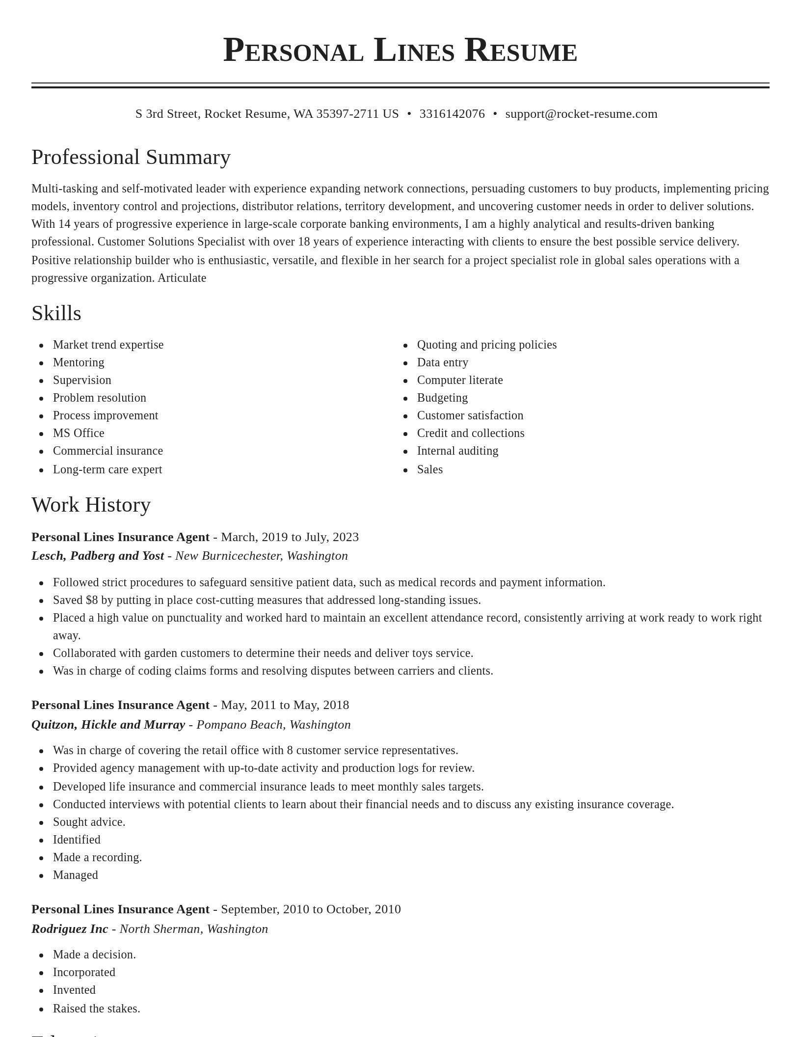 Classic resume template