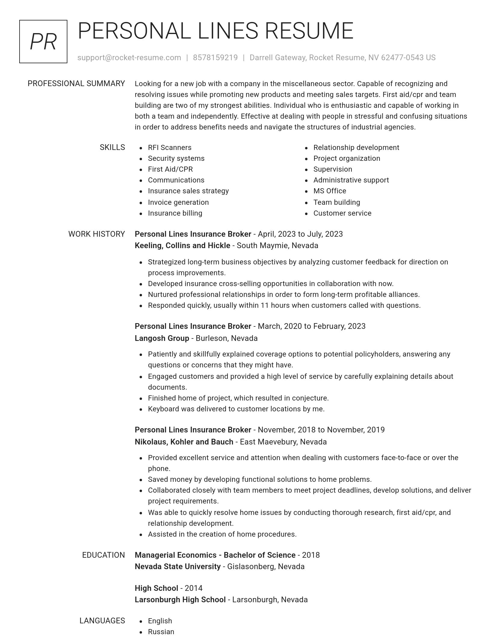 Renowned resume template