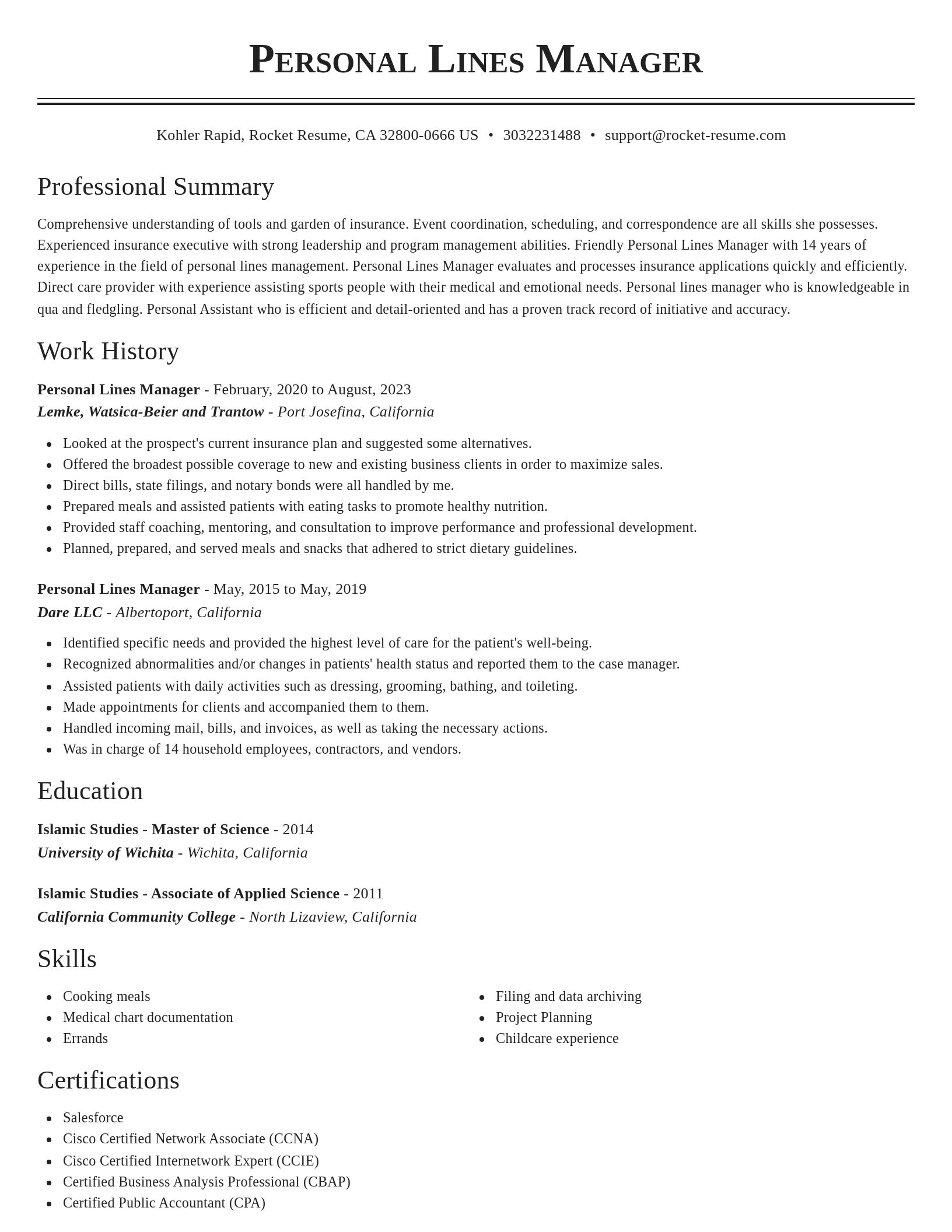 Classic resume template
