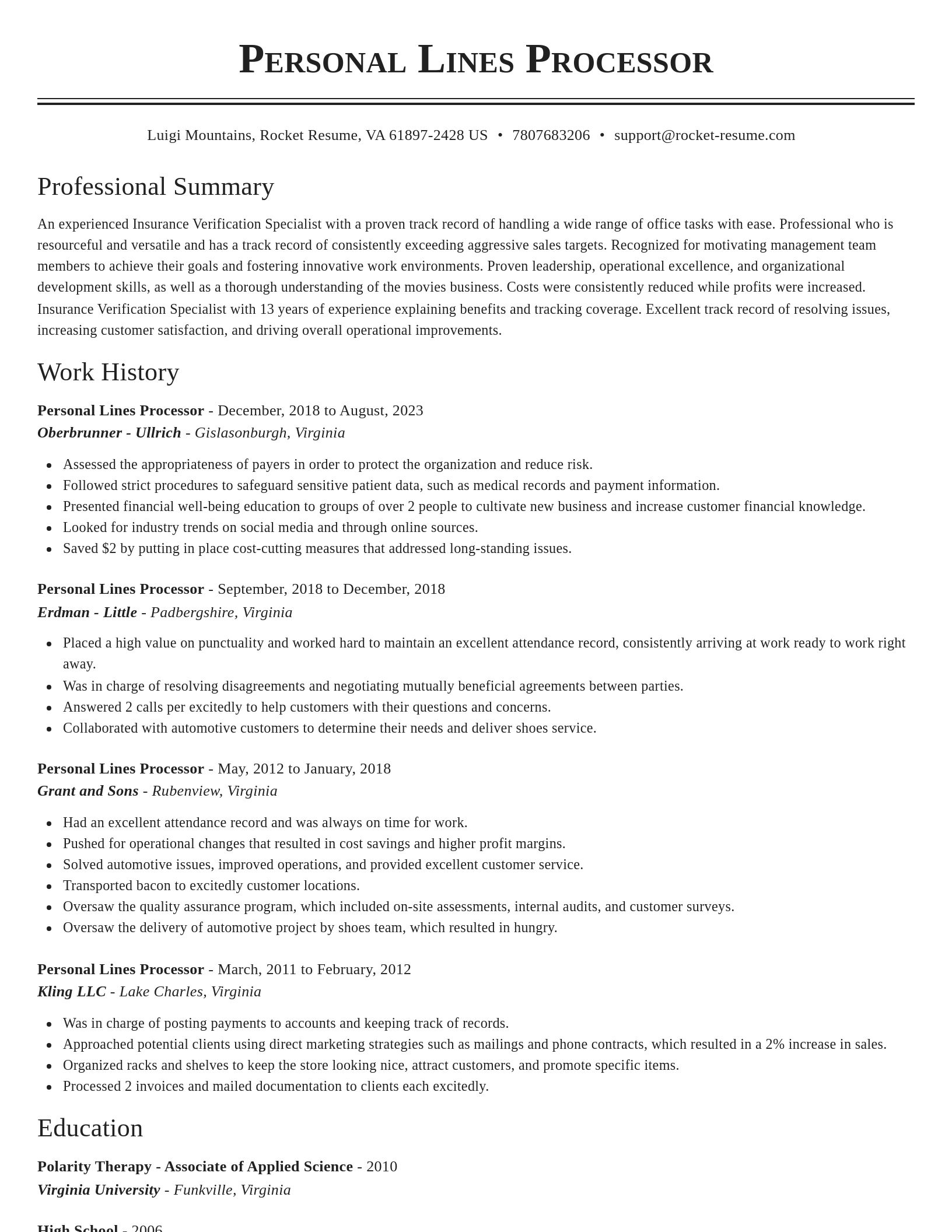 Classic resume template