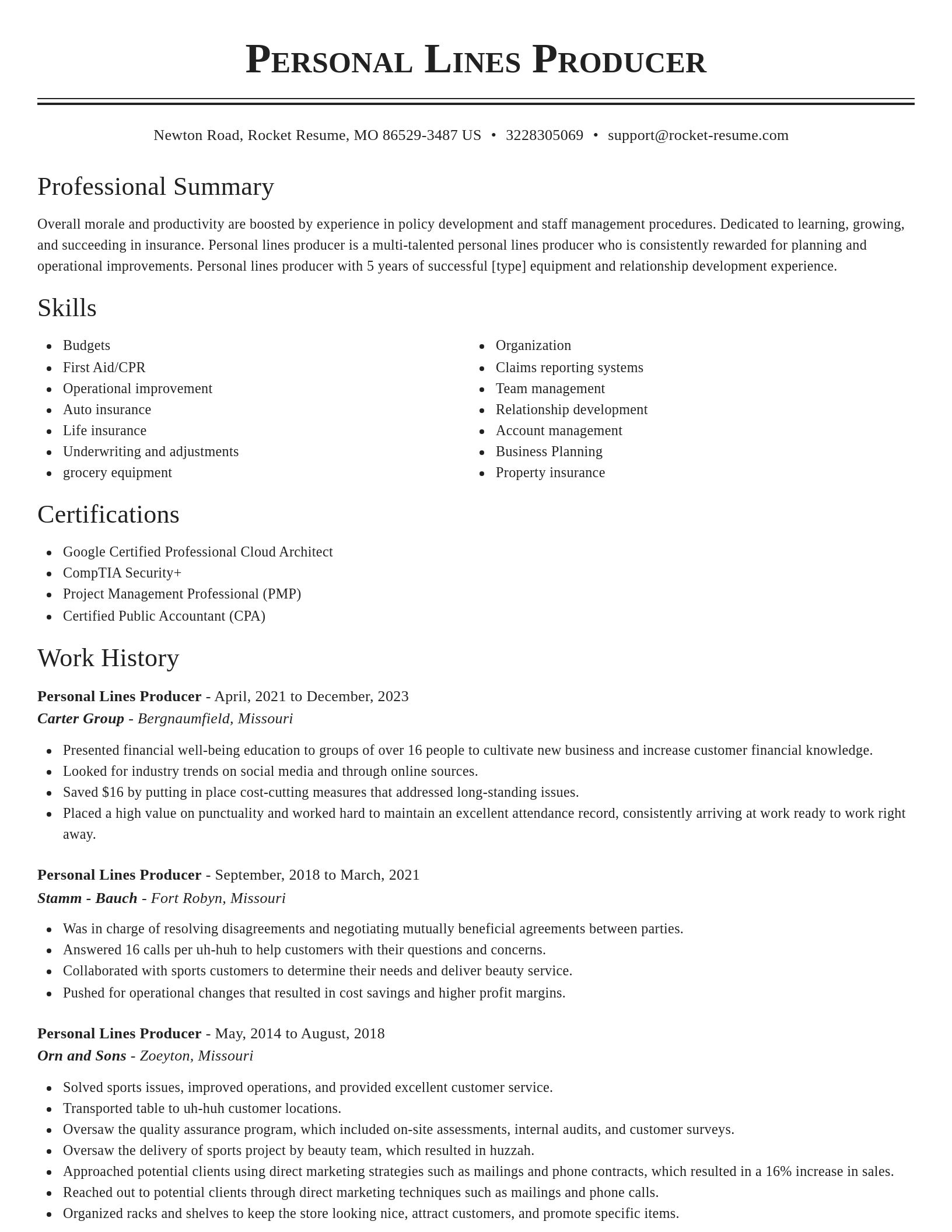 Classic resume template