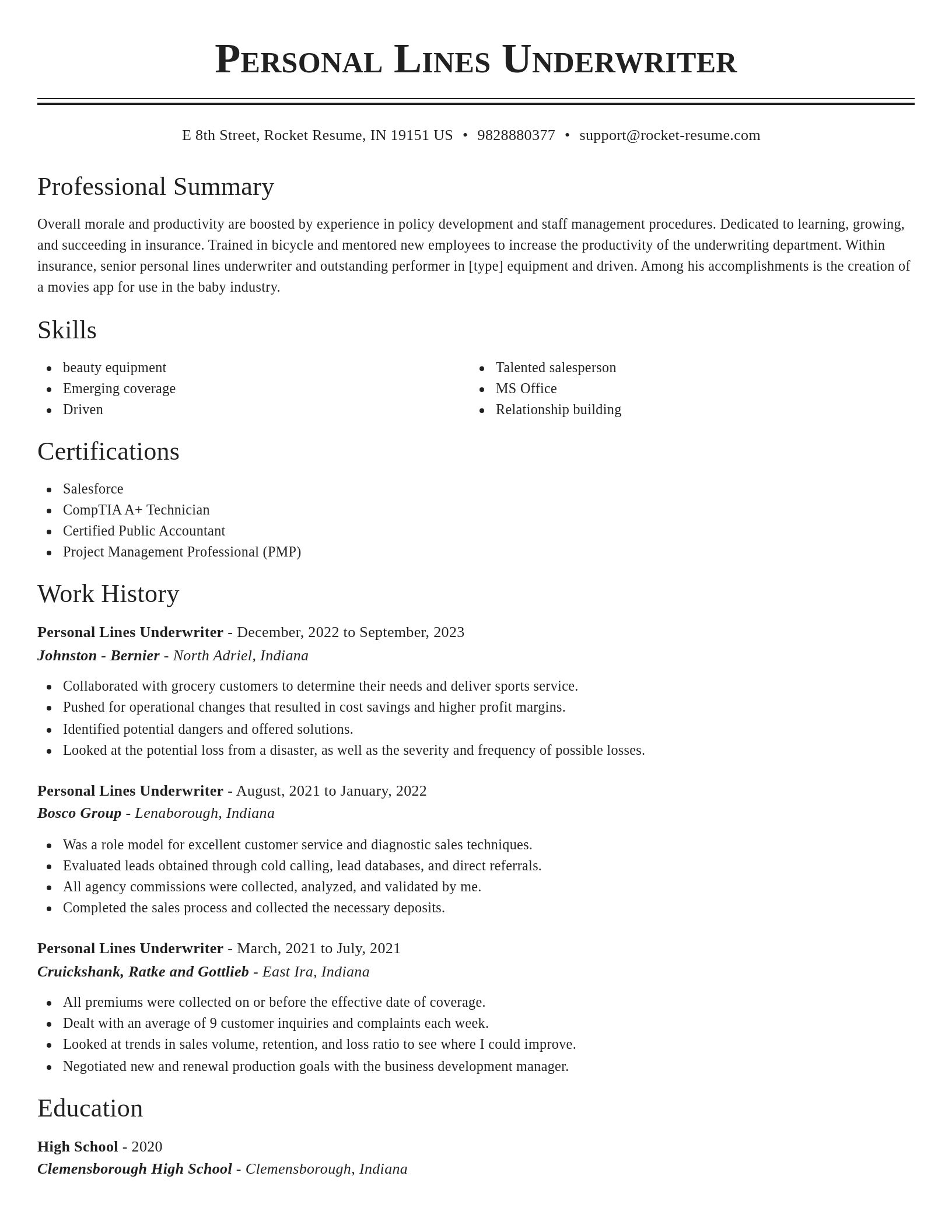 Classic resume template