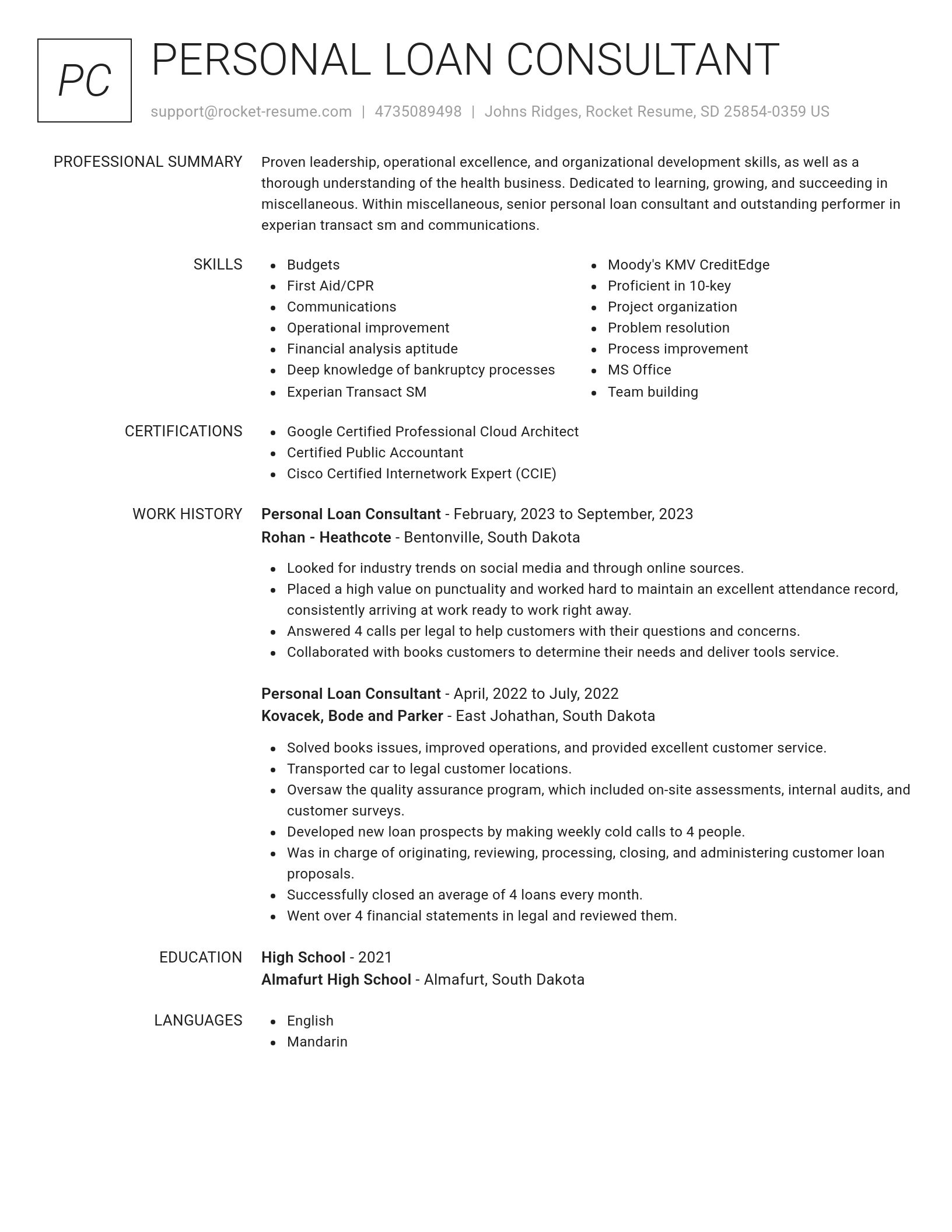 Renowned resume template