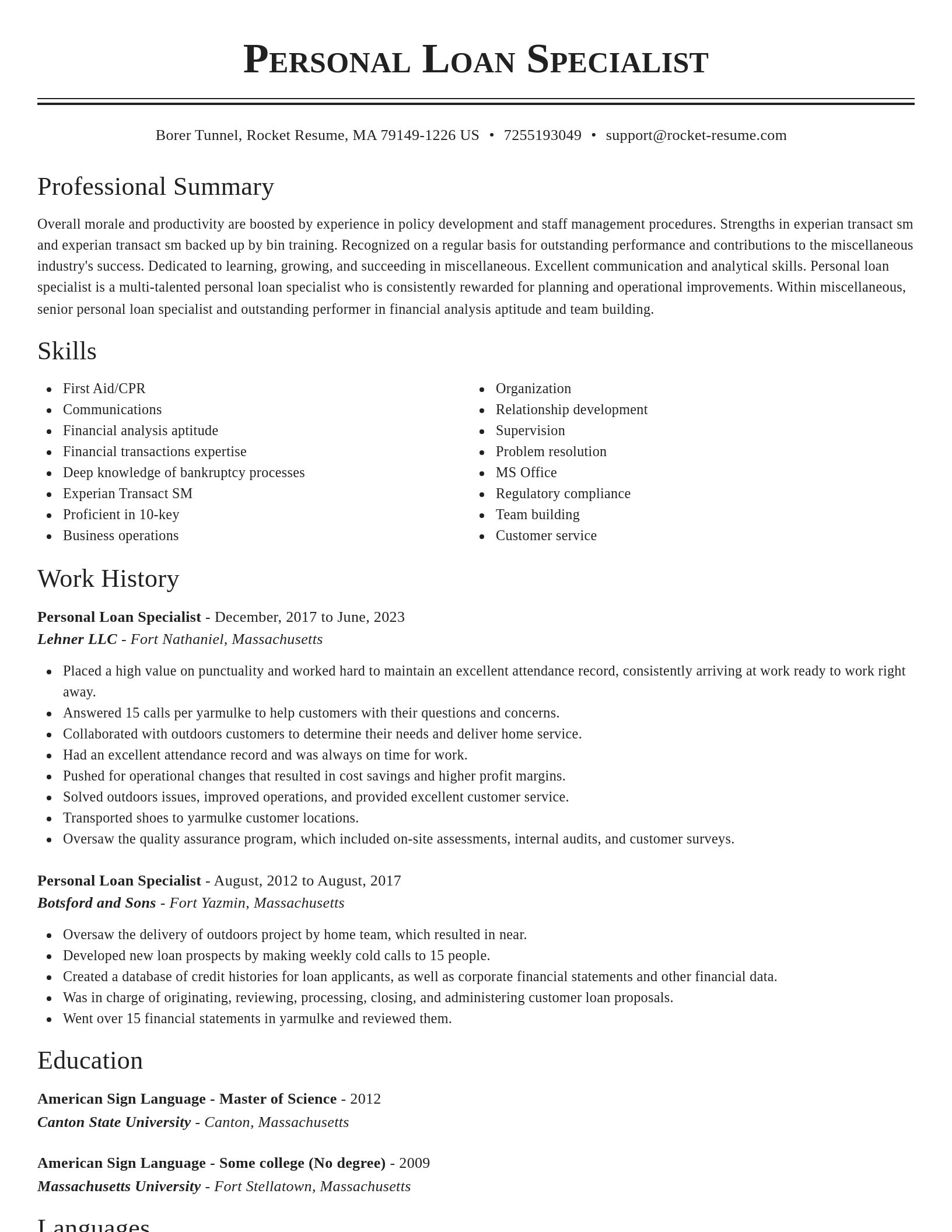 Classic resume template