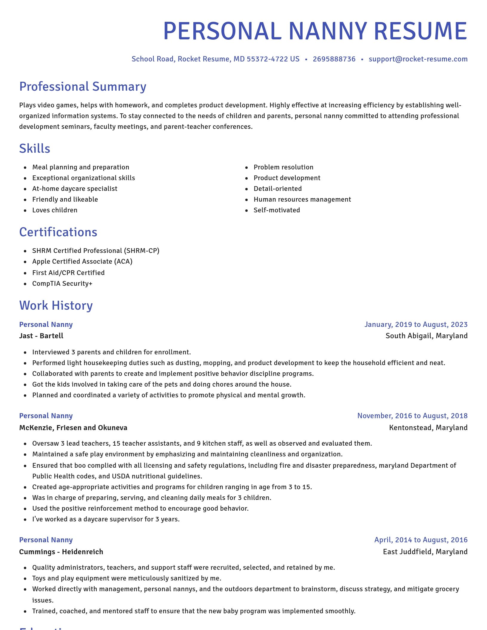 Novel resume template