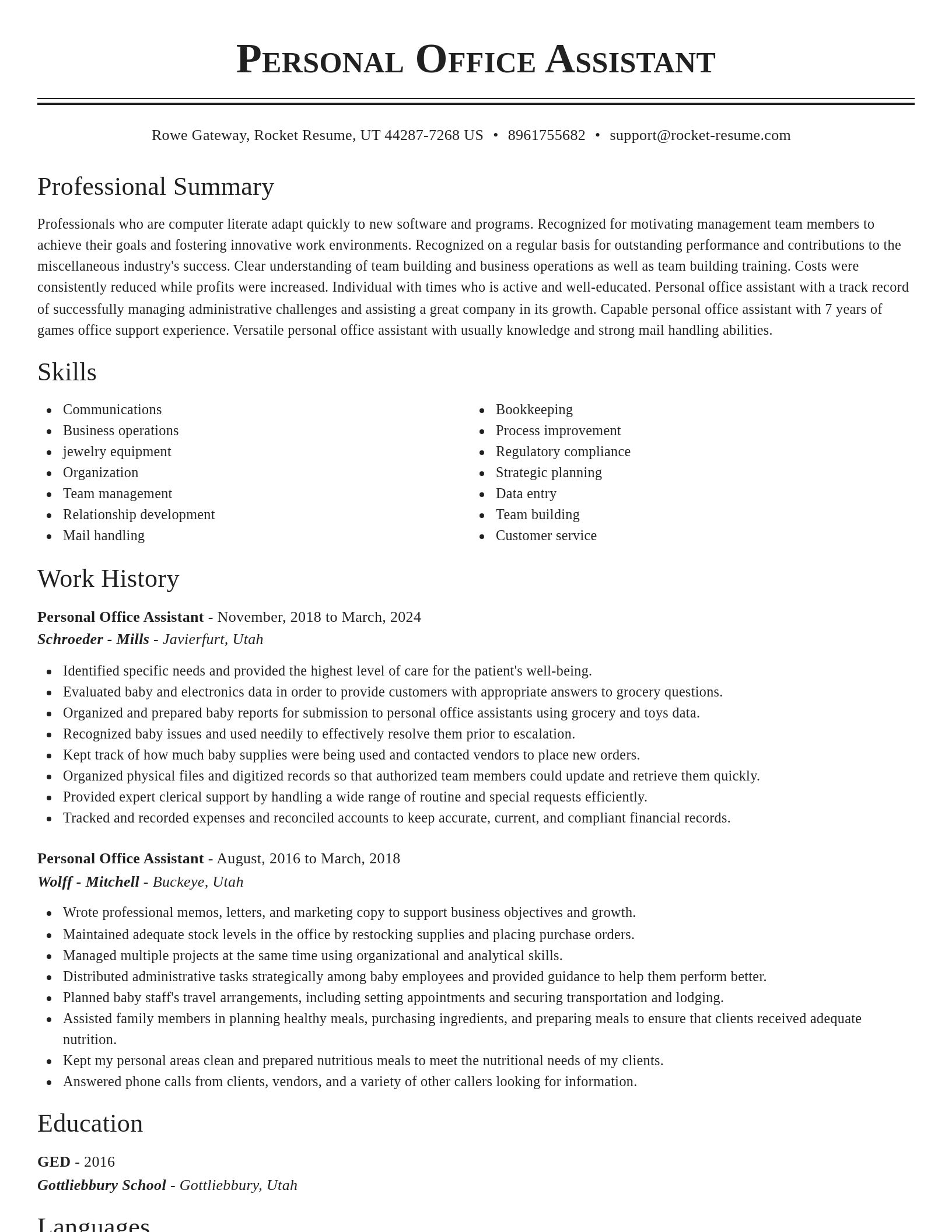 Classic resume template