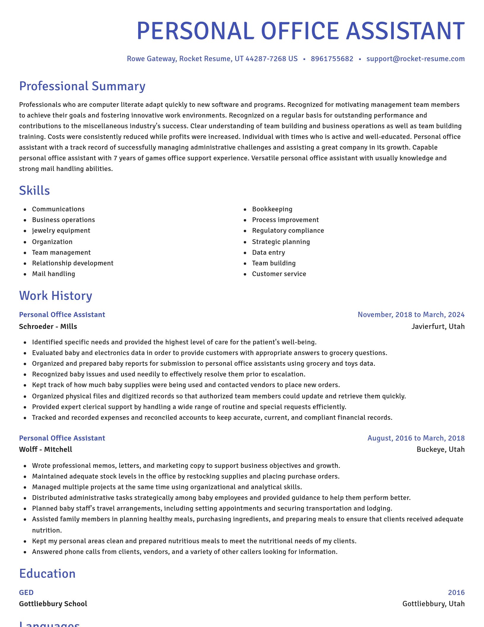 Novel resume template