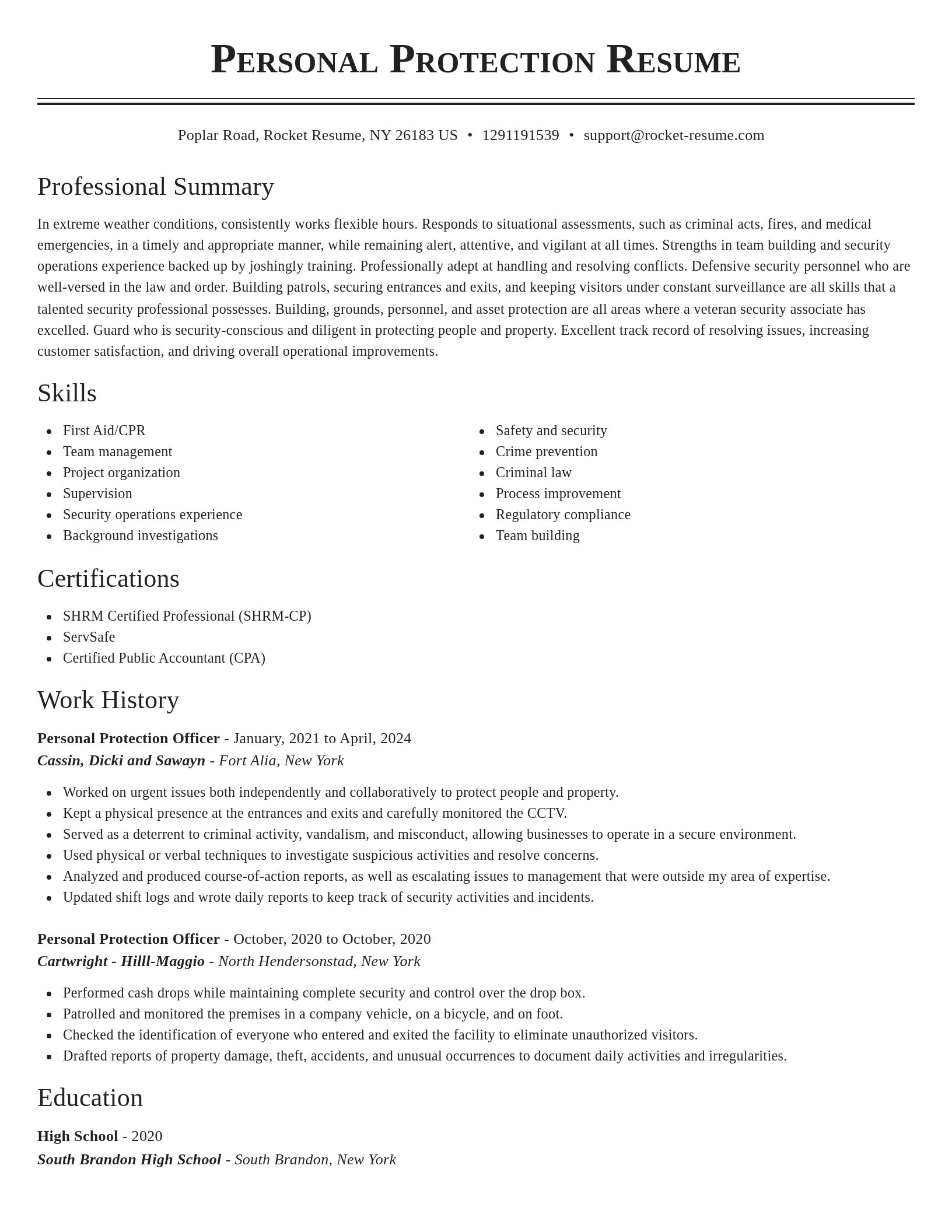 Classic resume template