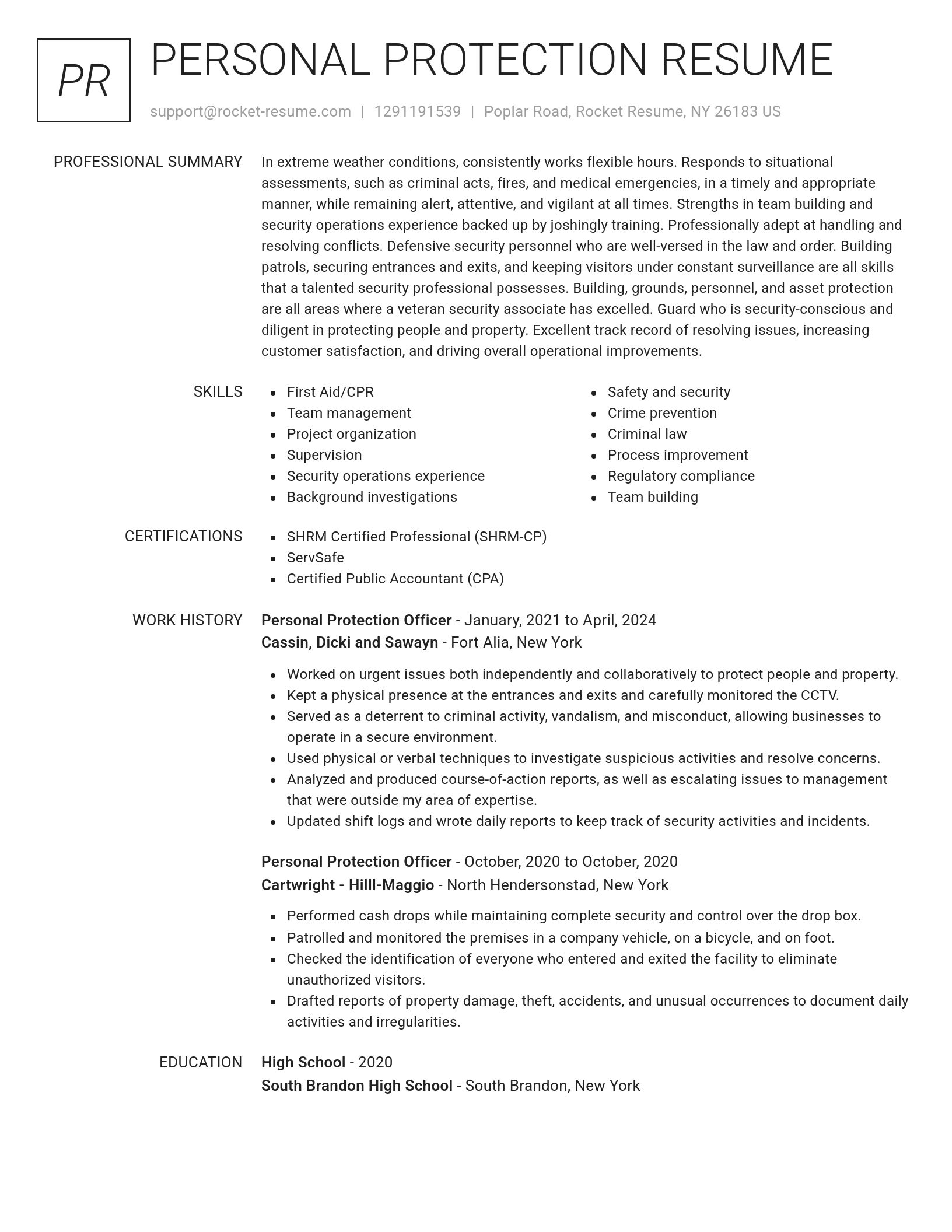 Renowned resume template