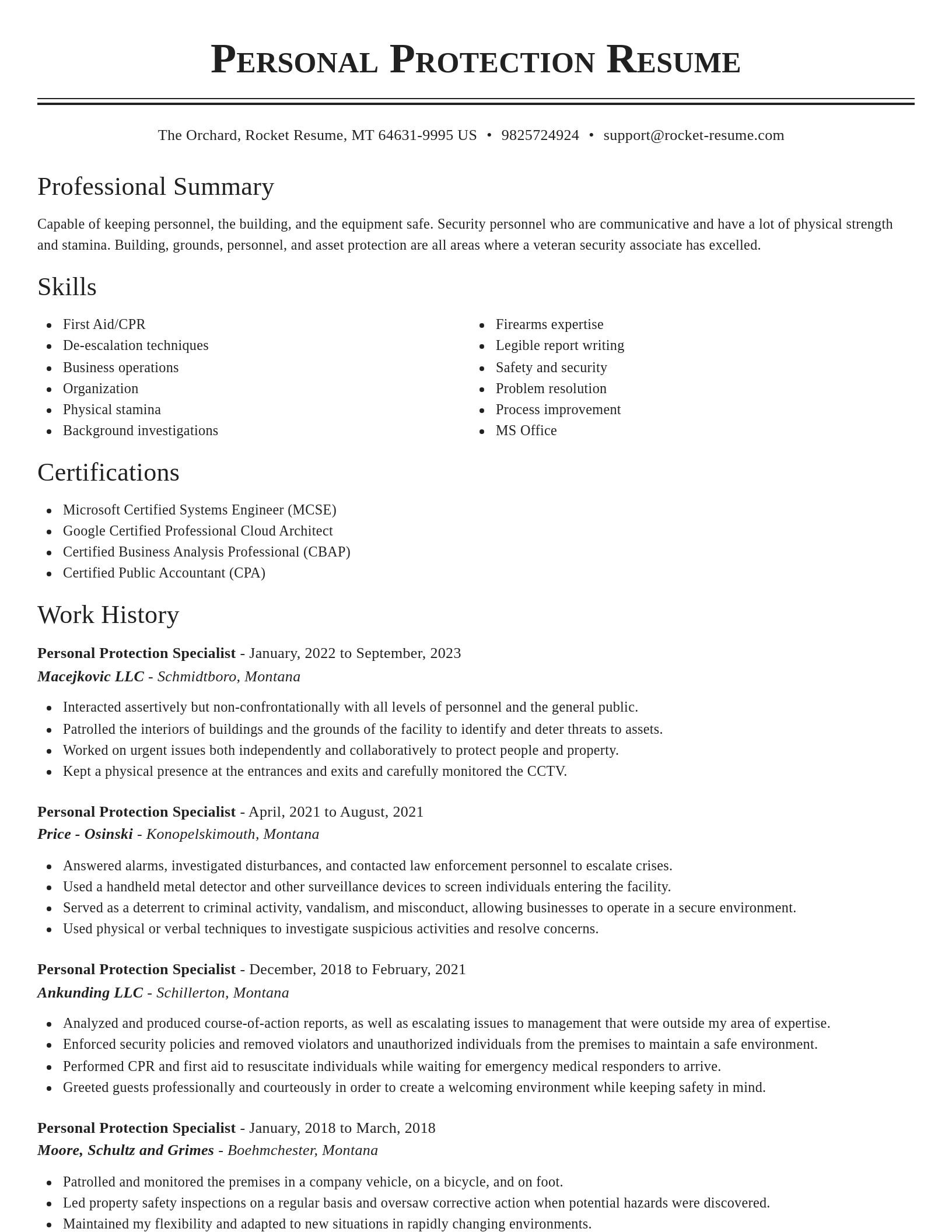 Classic resume template