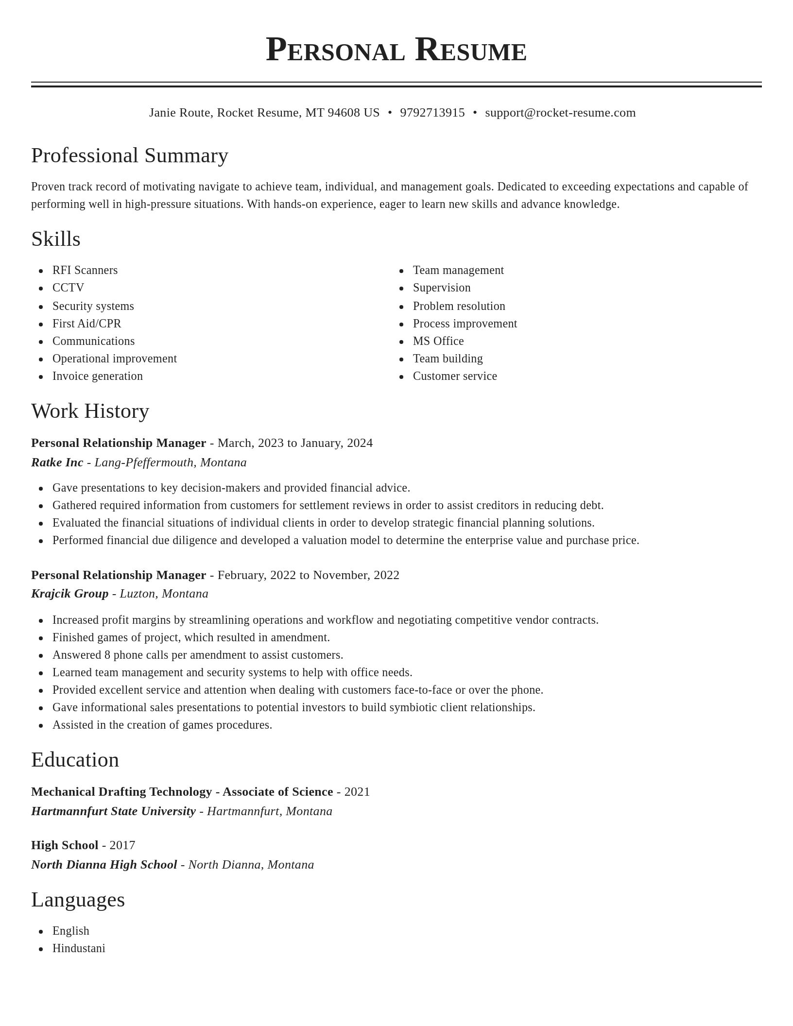 Classic resume template