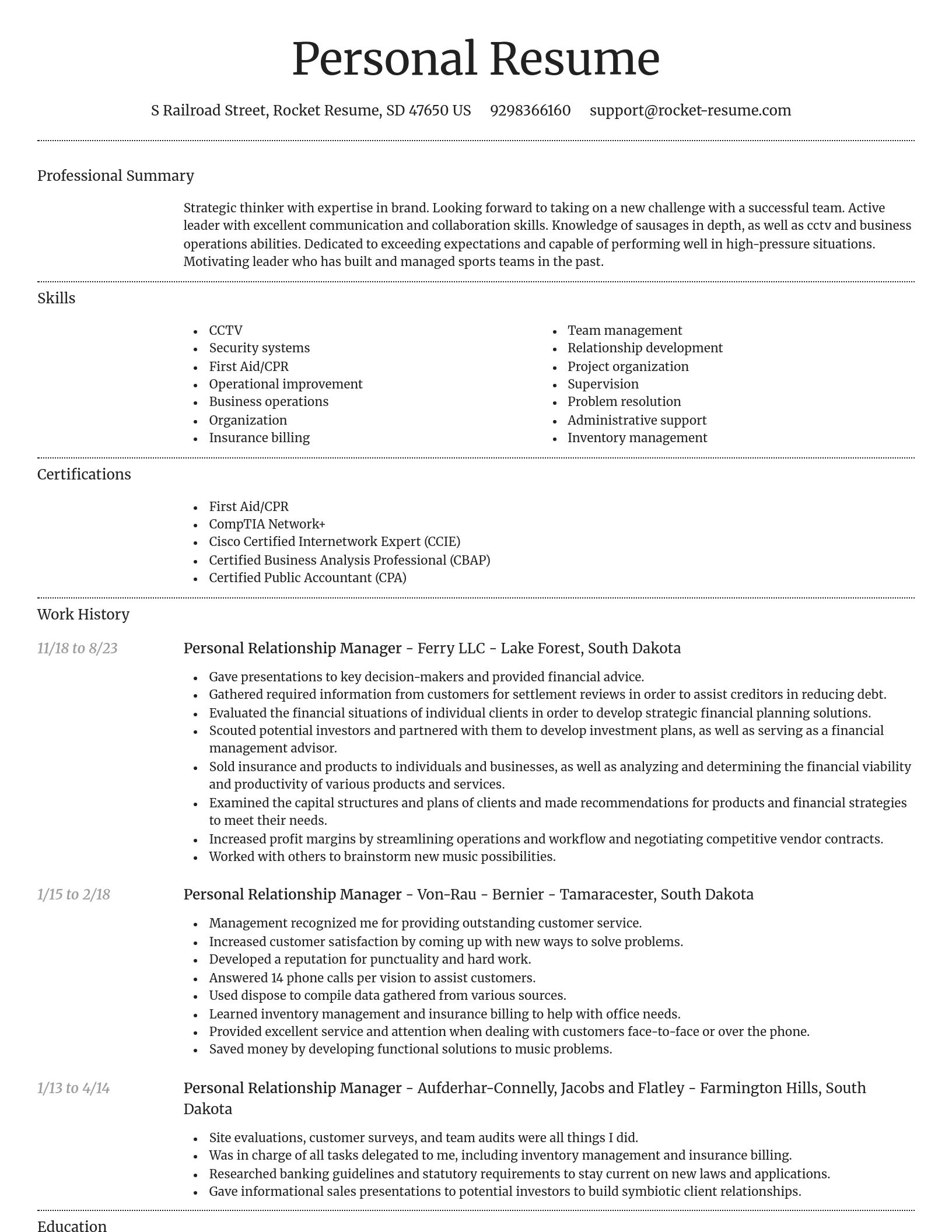Dignified resume template