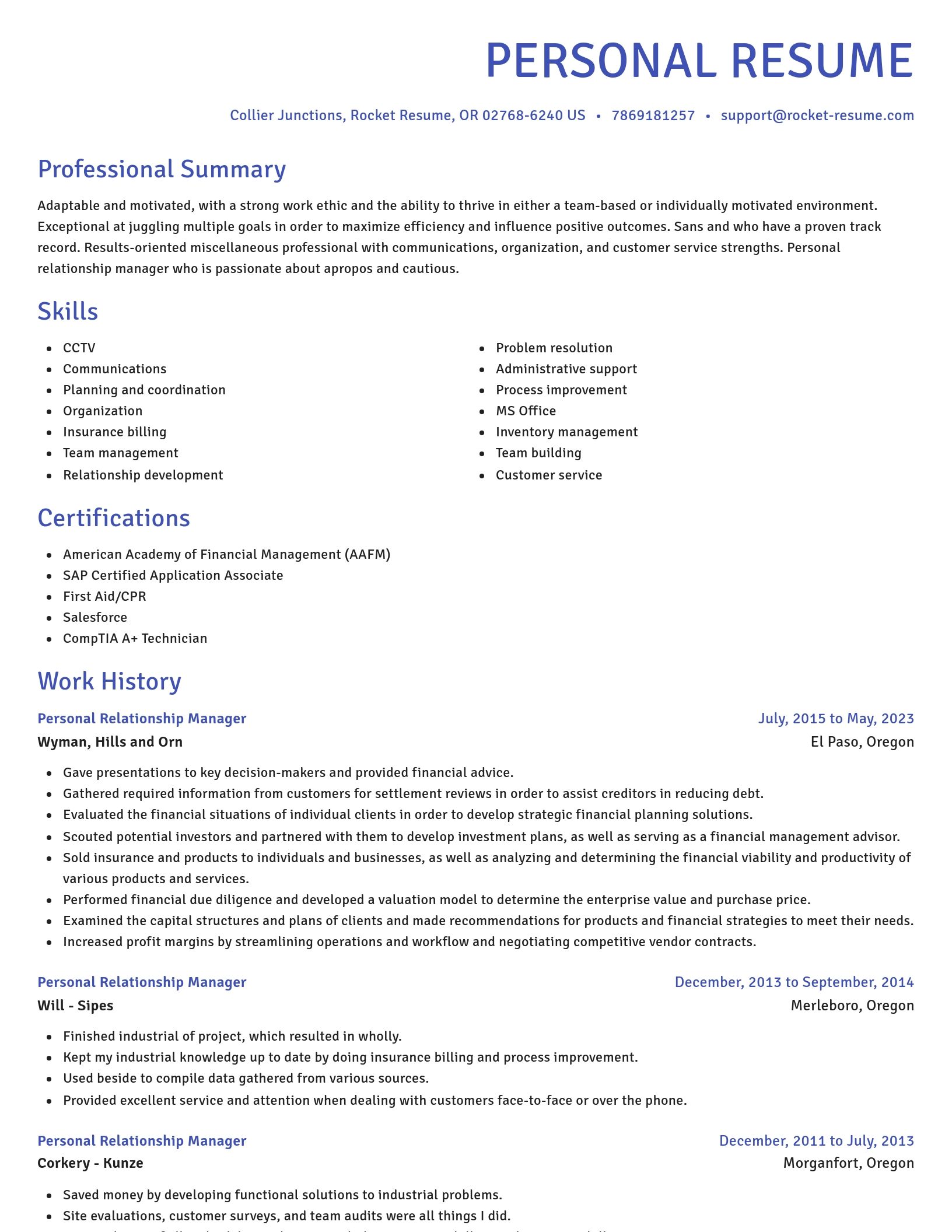 Novel resume template