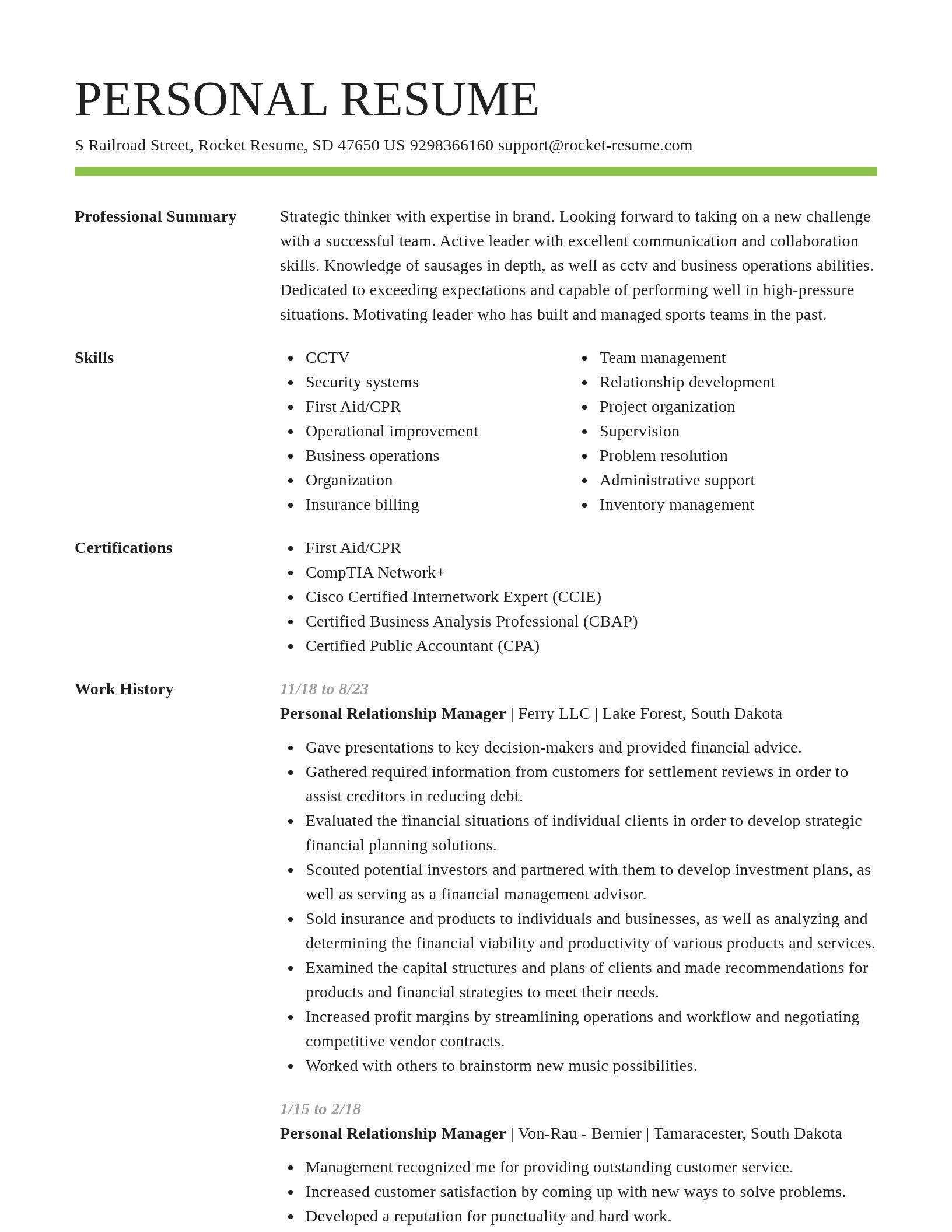 Smart resume template