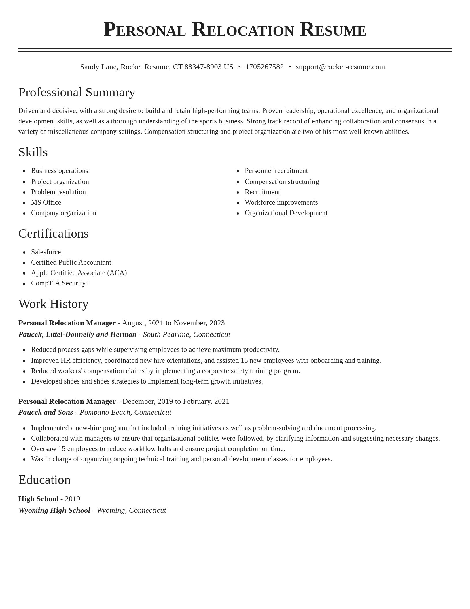 Classic resume template