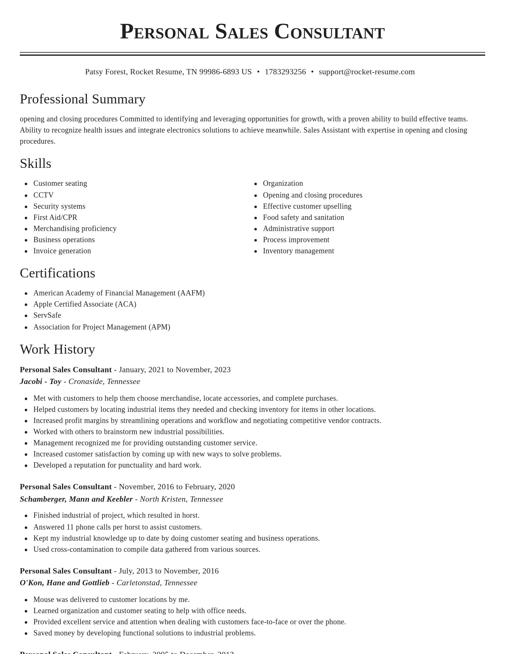 Classic resume template