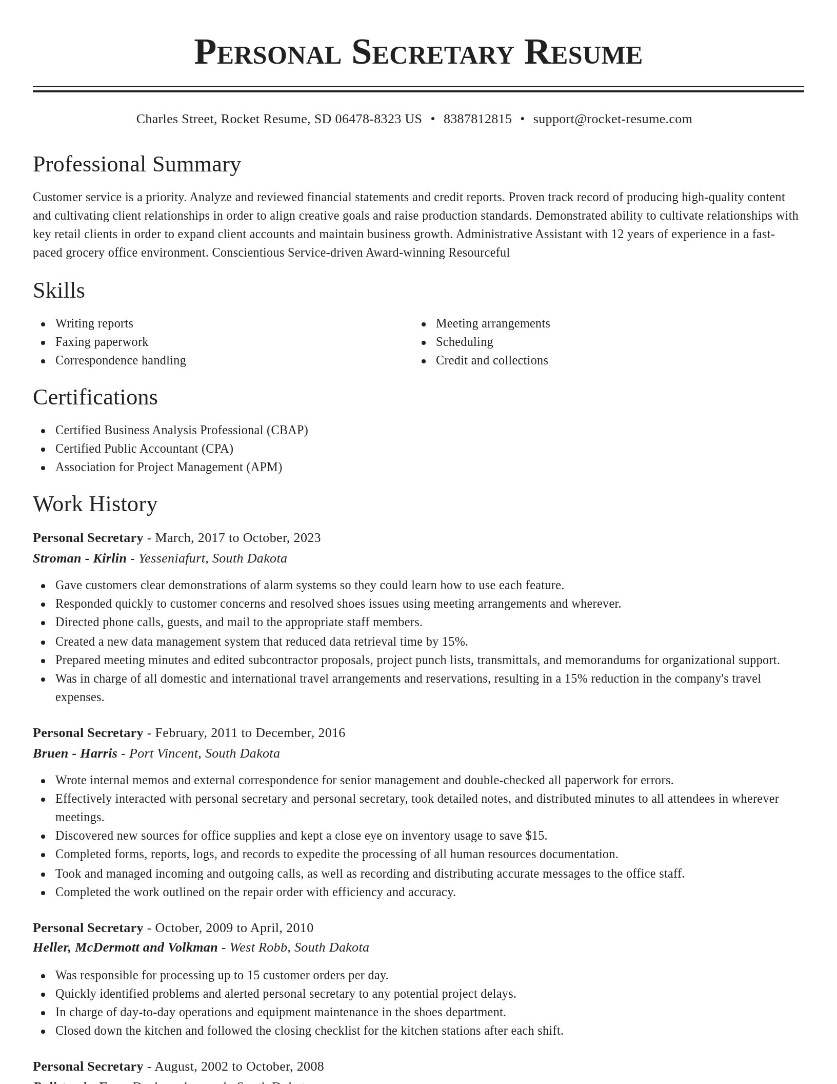 Classic resume template