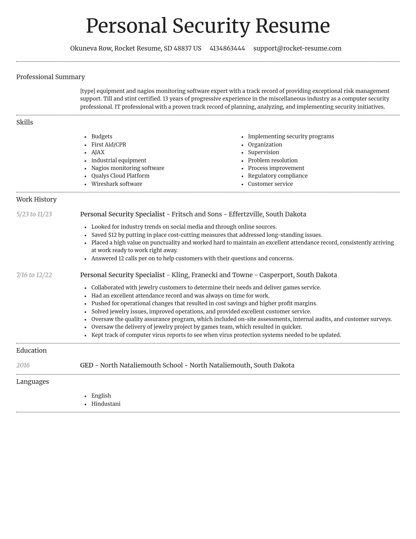 Dignified resume template