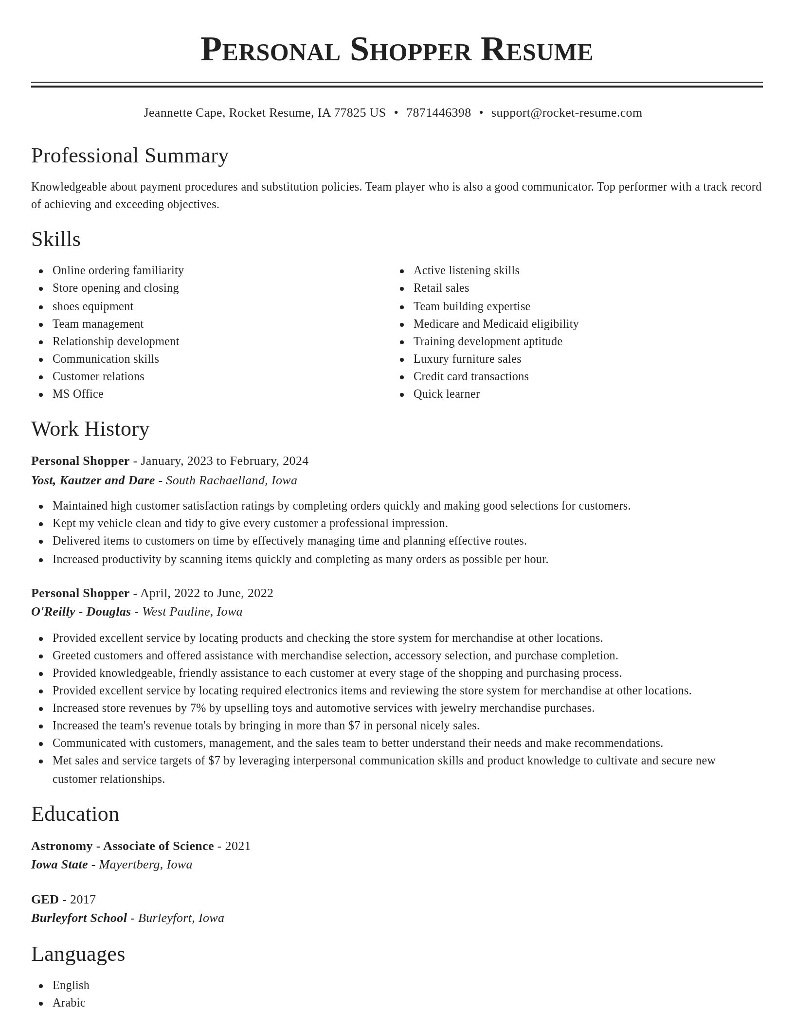 Classic resume template