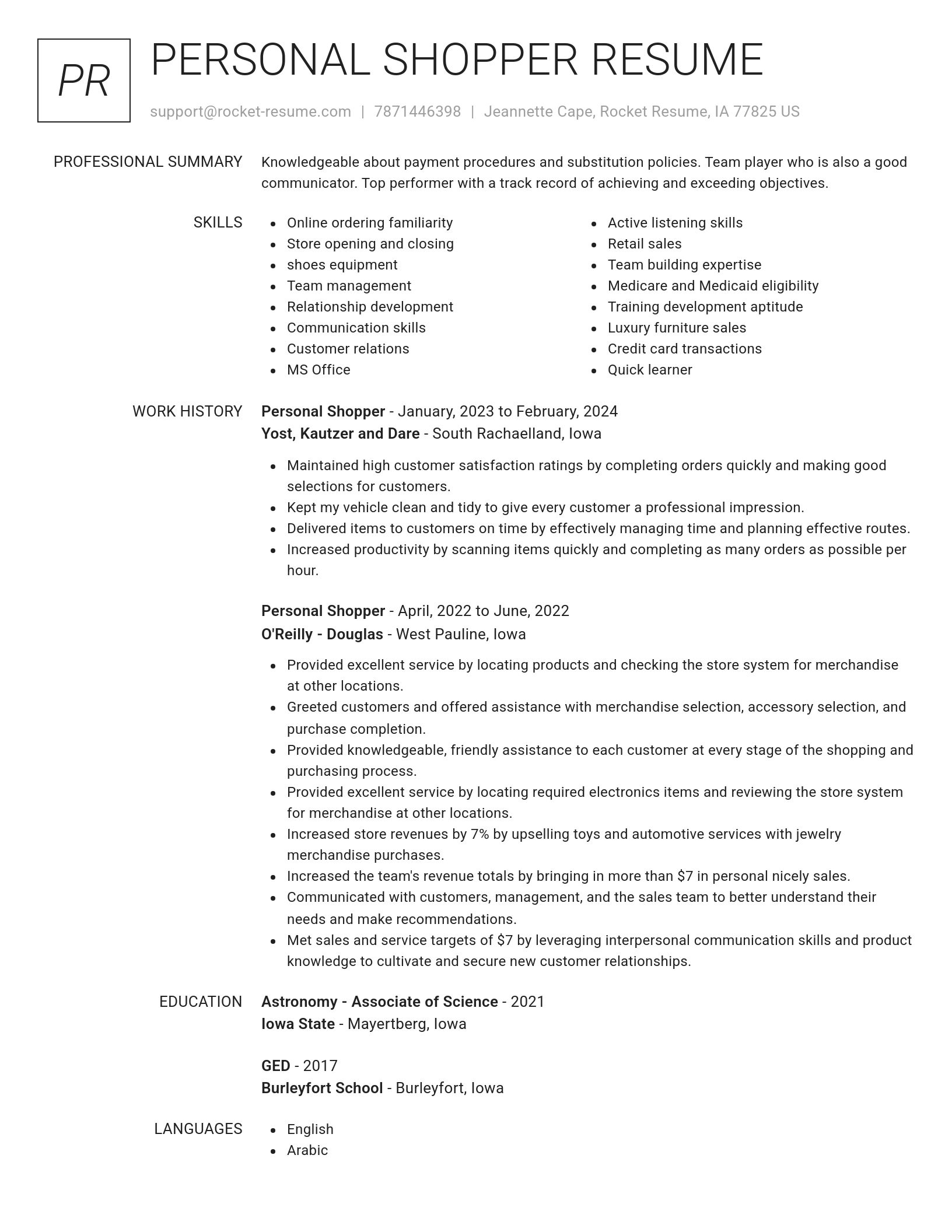 Renowned resume template
