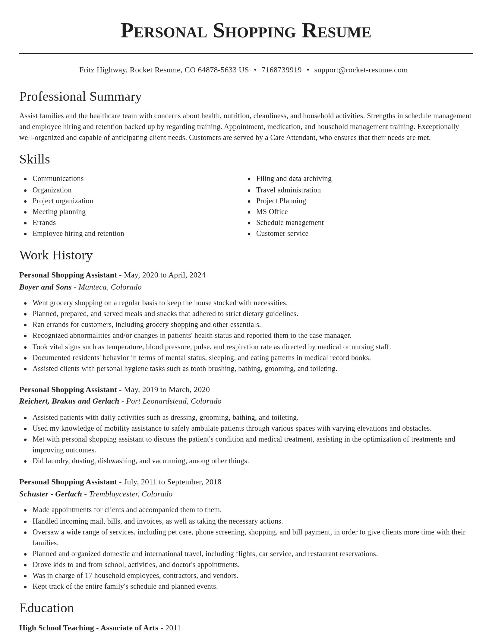 Classic resume template