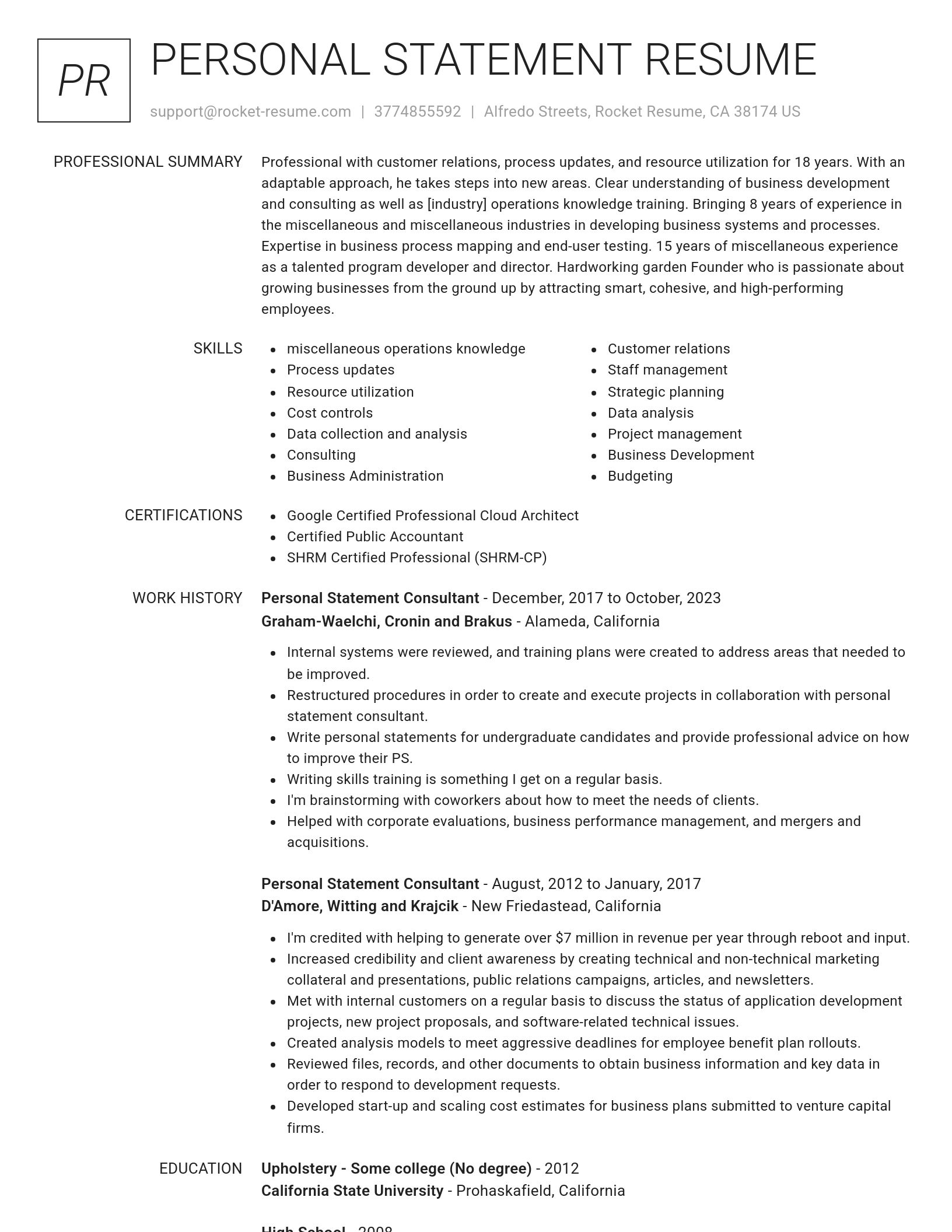 Renowned resume template