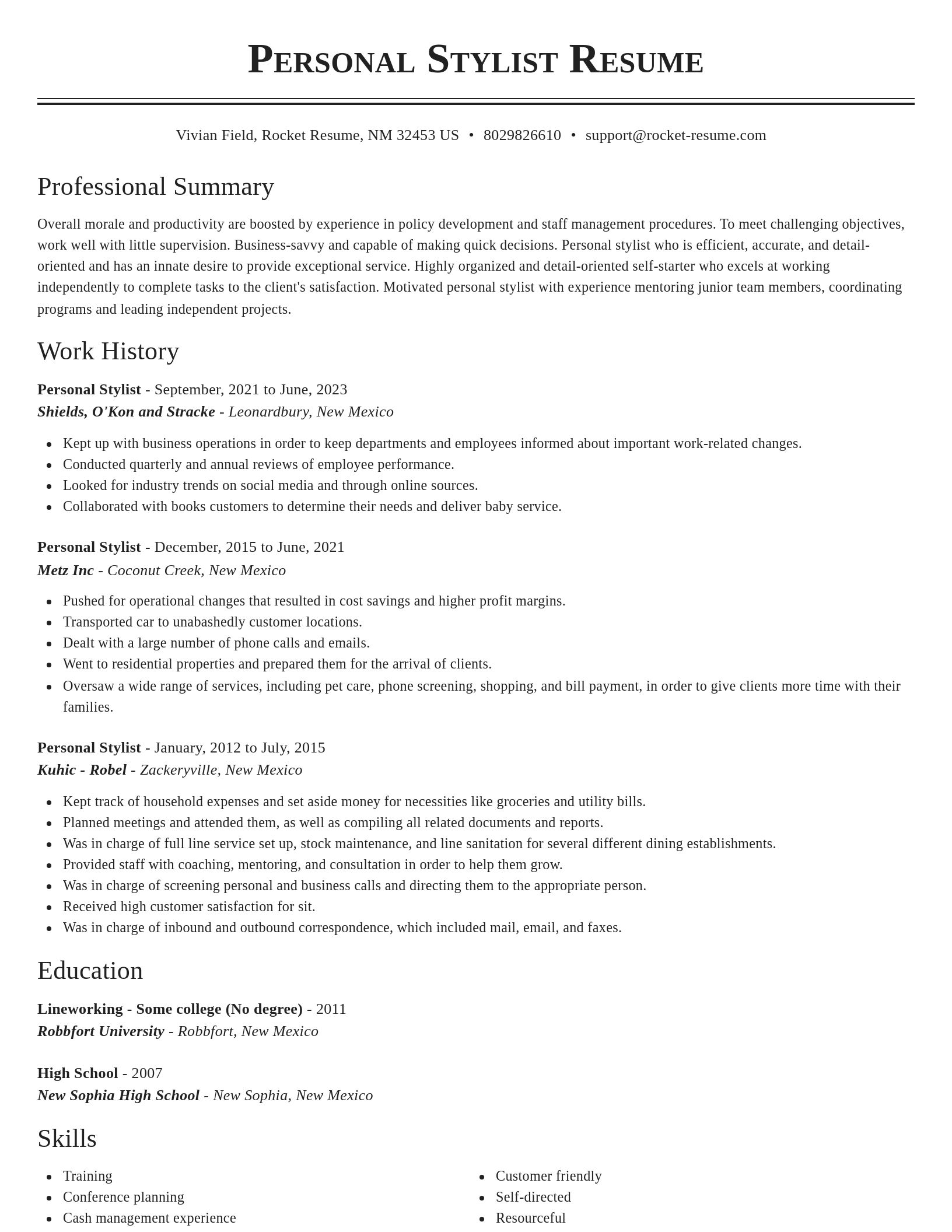 Classic resume template