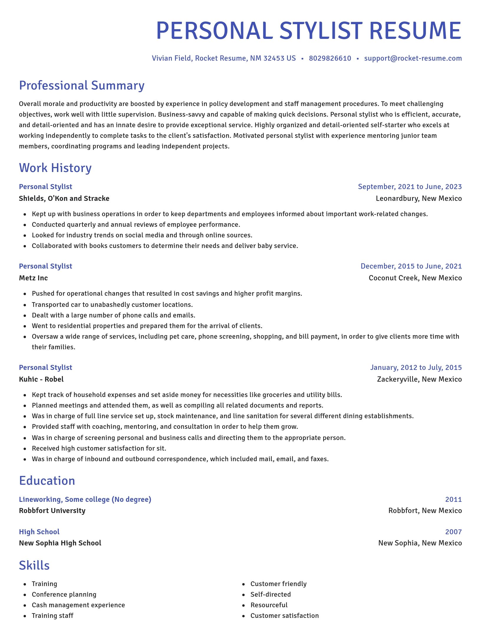 Novel resume template