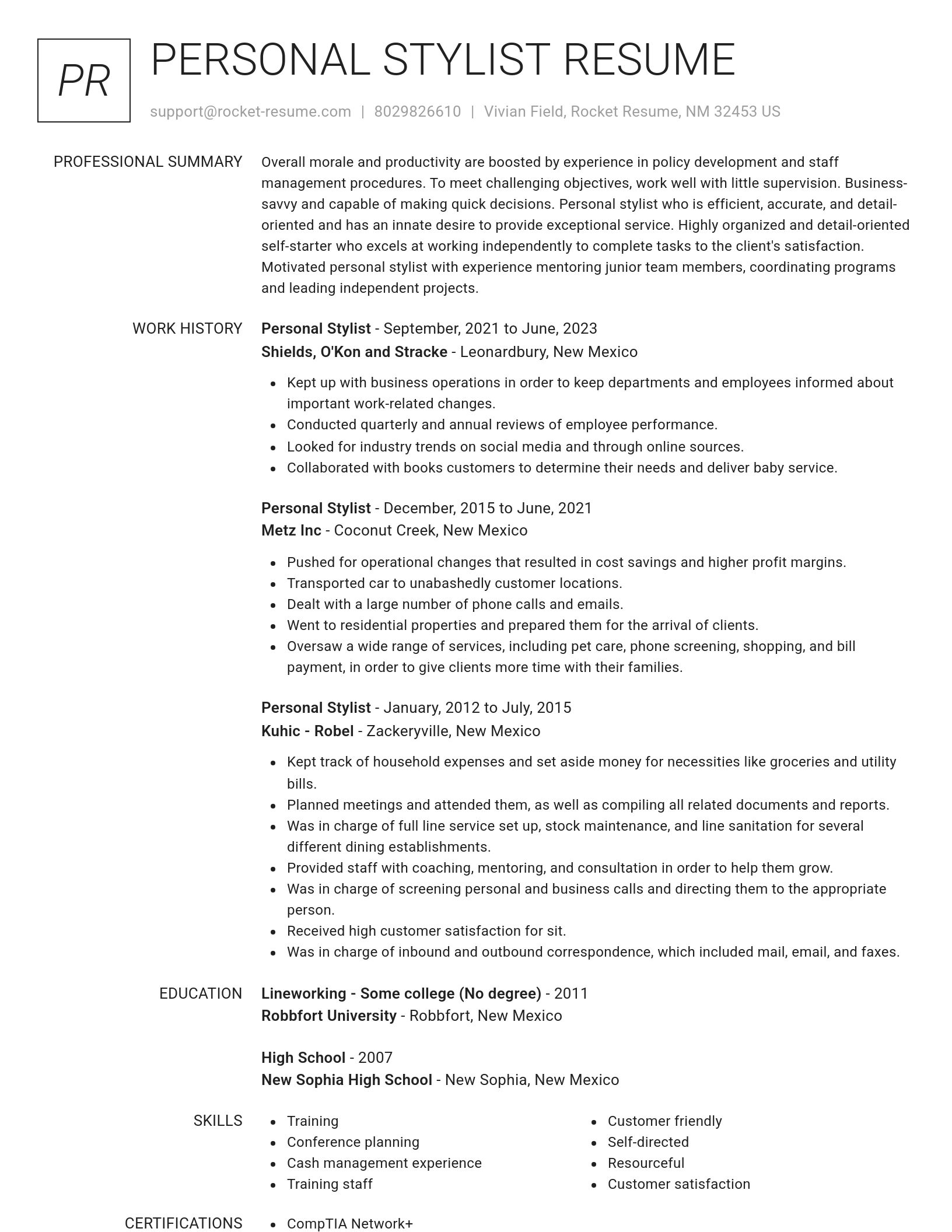 Renowned resume template