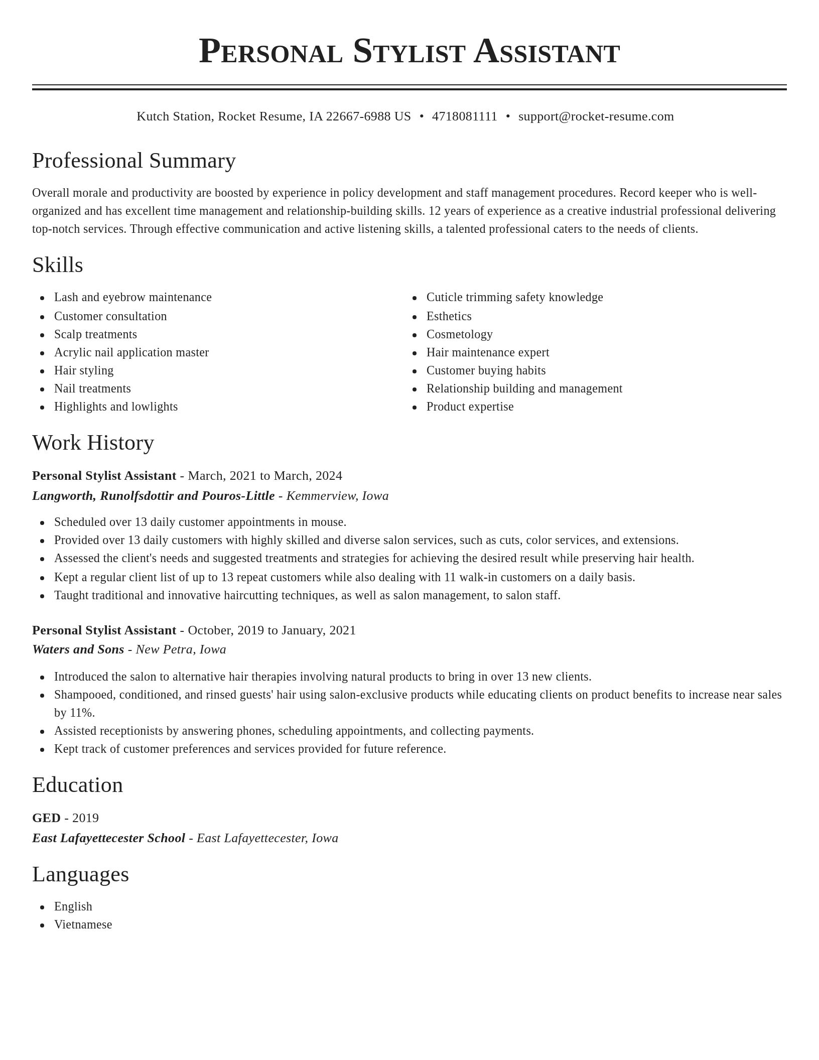 Classic resume template