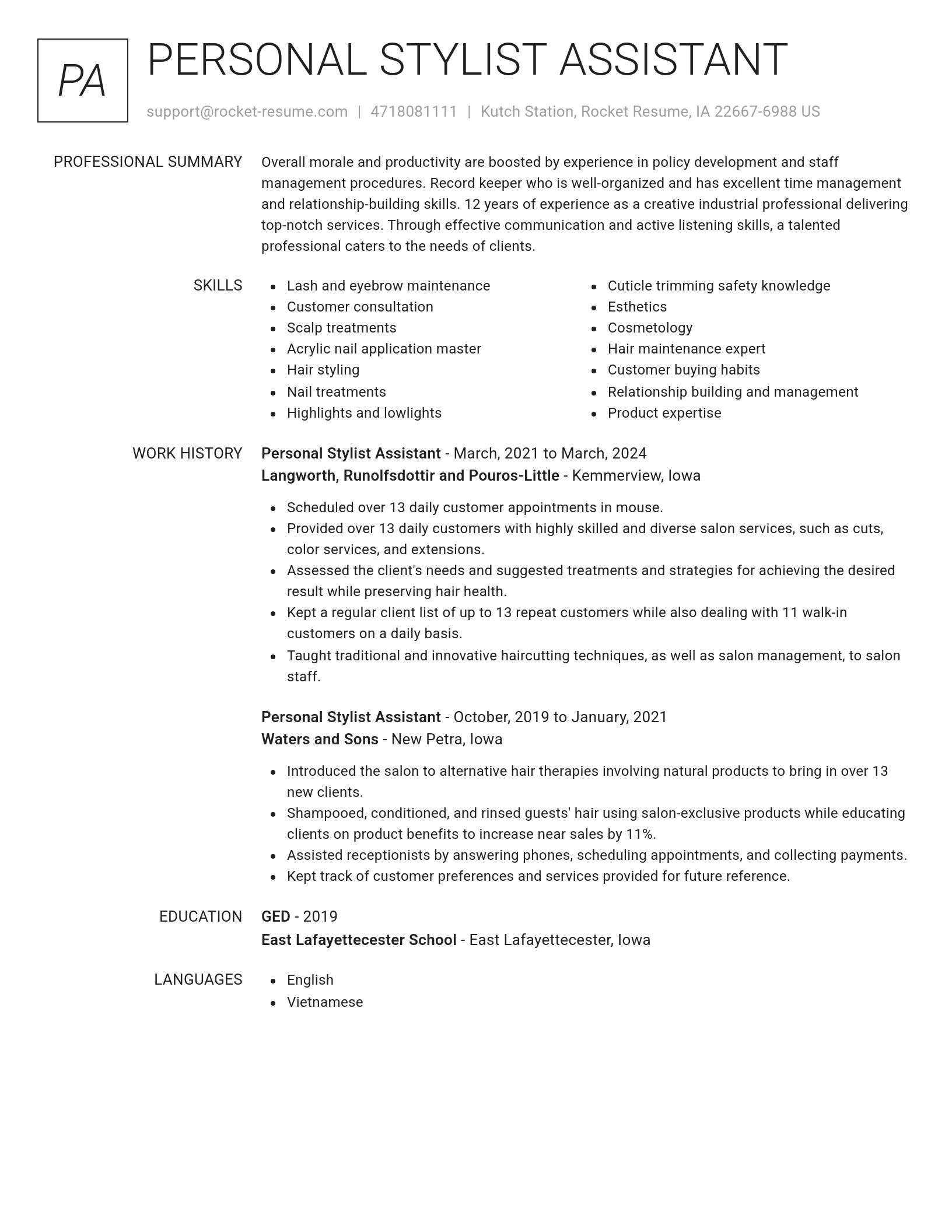 Renowned resume template
