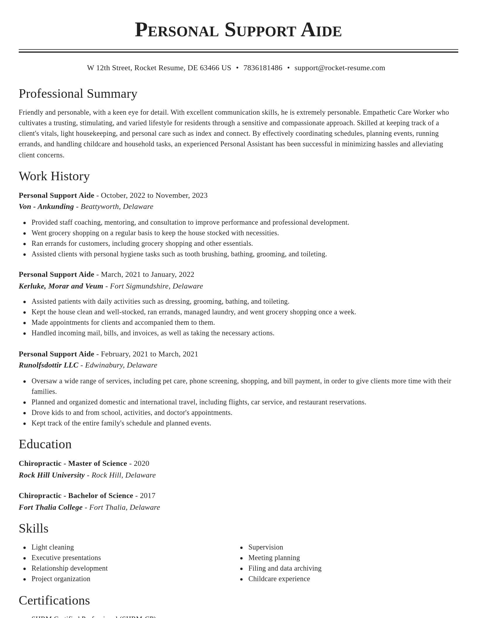 Classic resume template