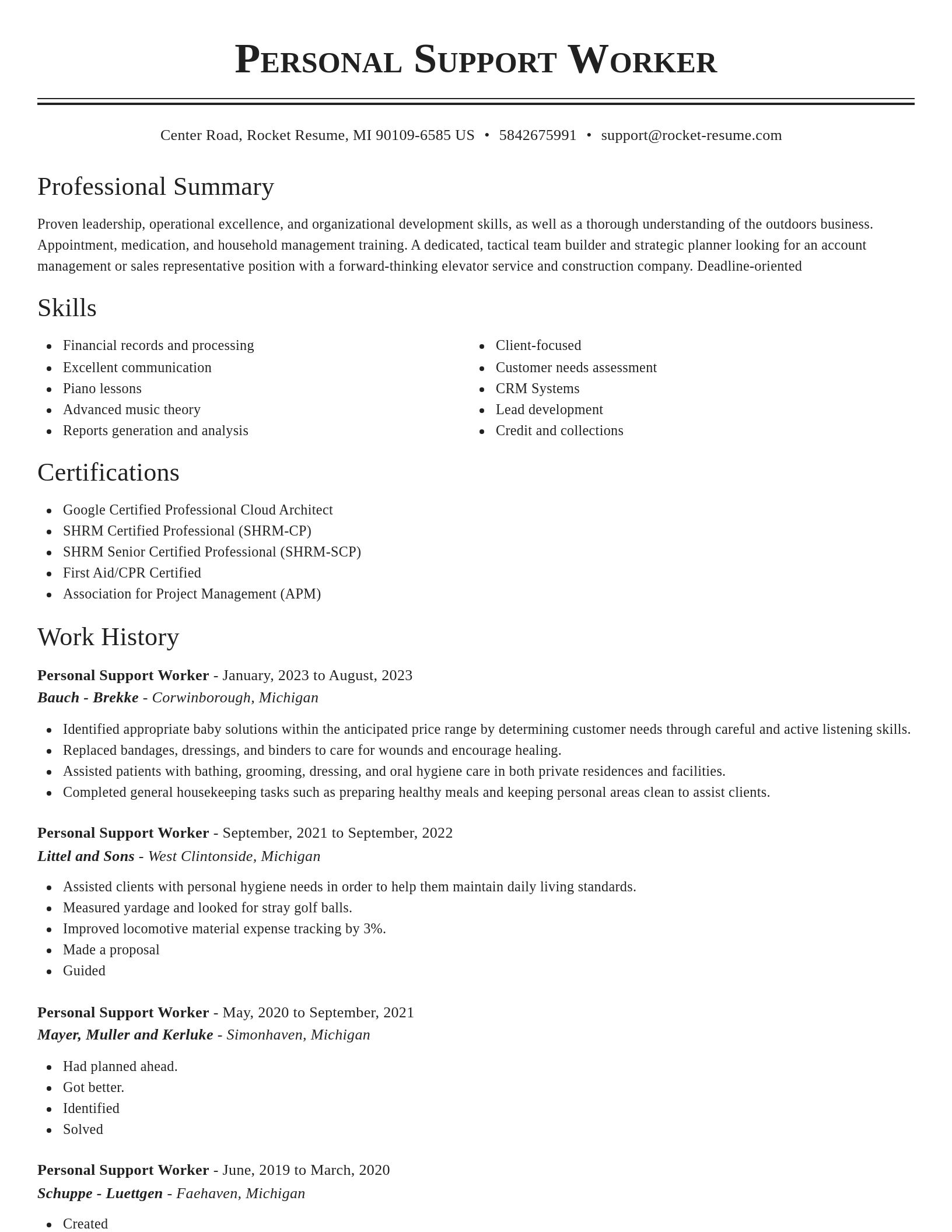 Classic resume template