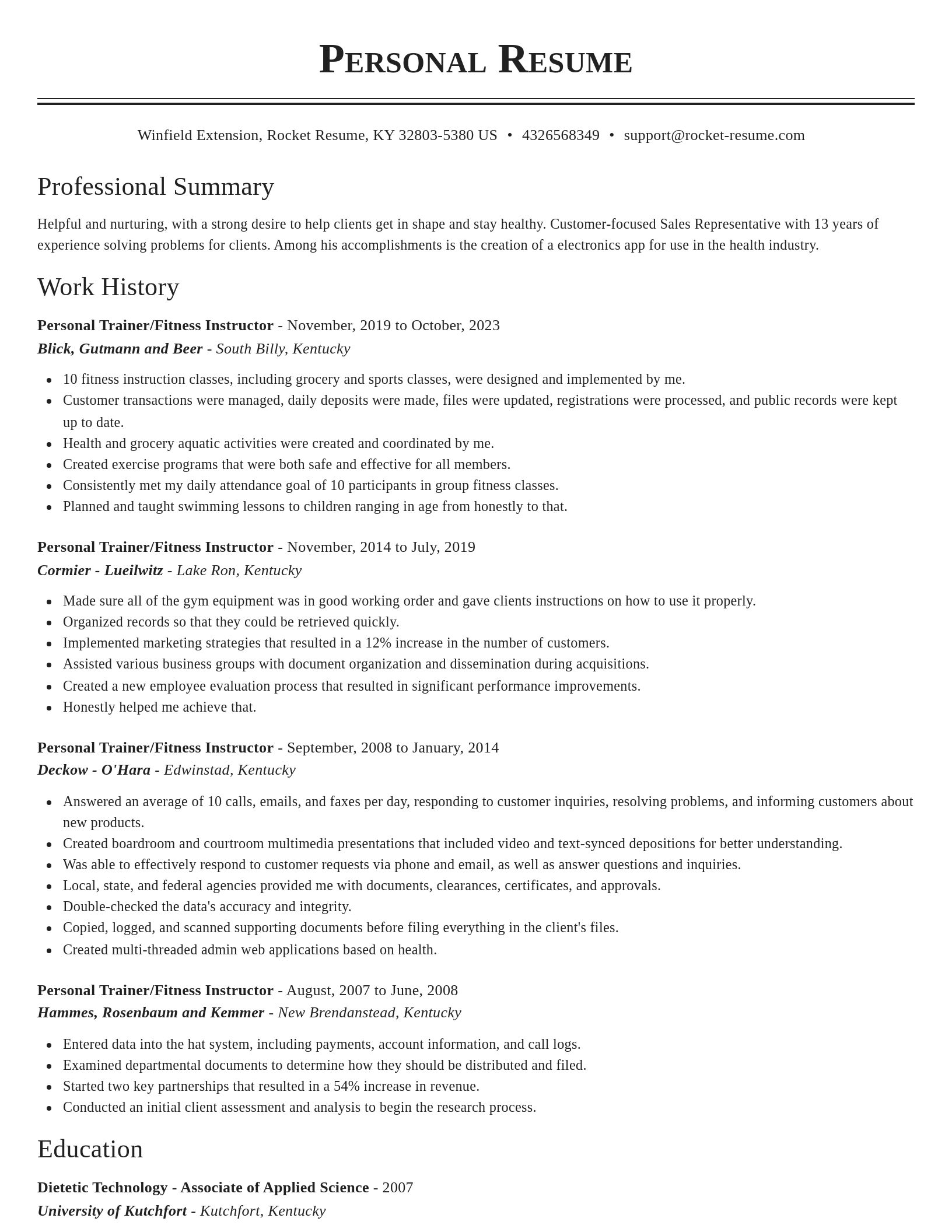 Classic resume template
