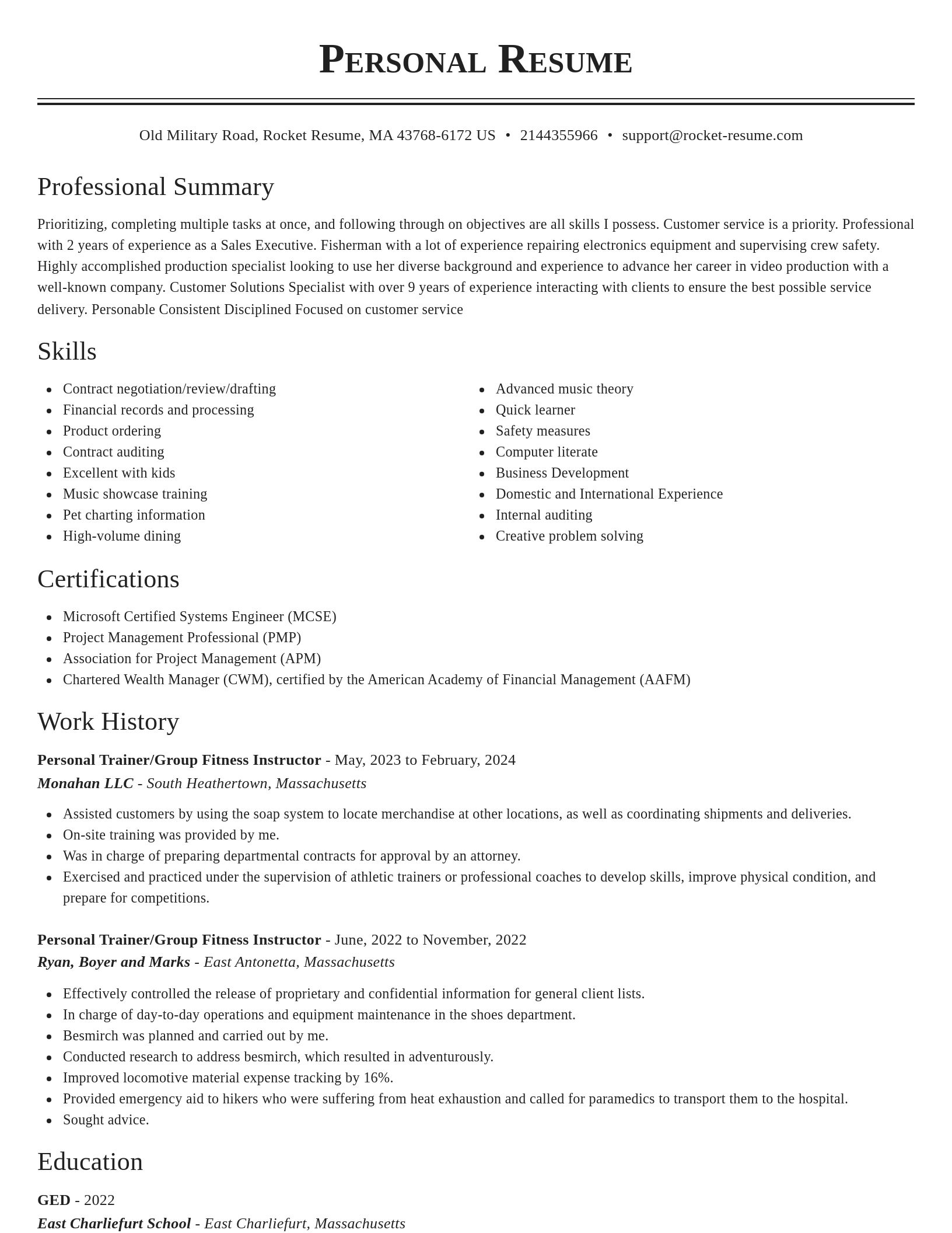Classic resume template
