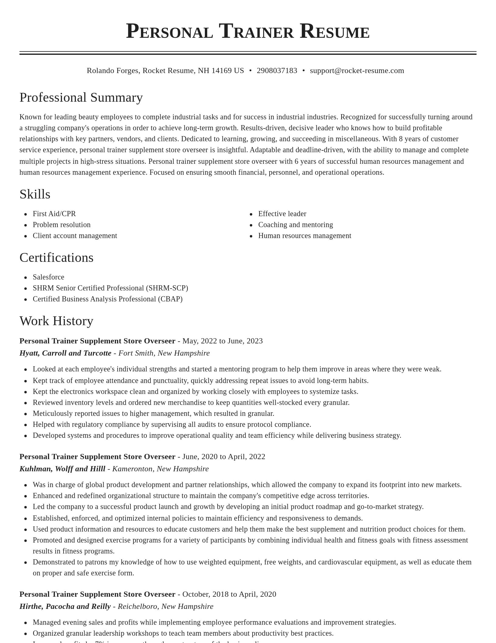 Classic resume template