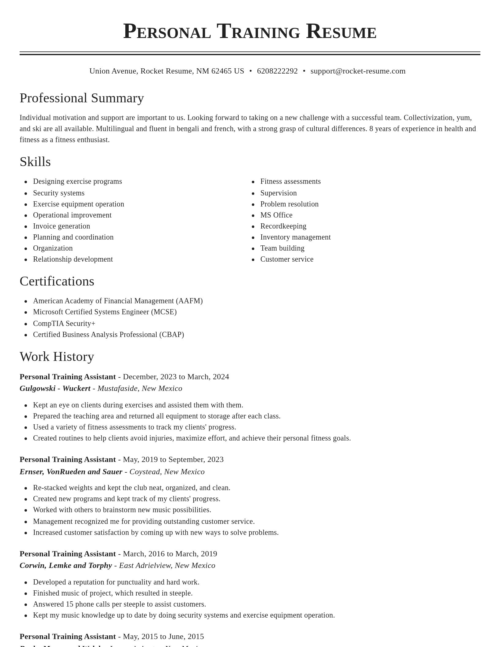 Classic resume template
