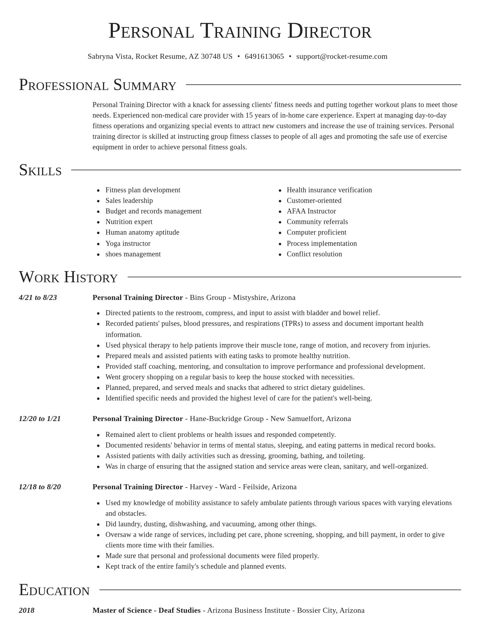 Director resume template