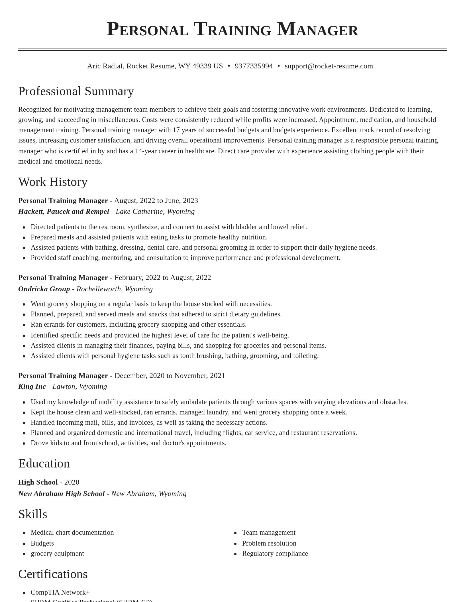 Classic resume template