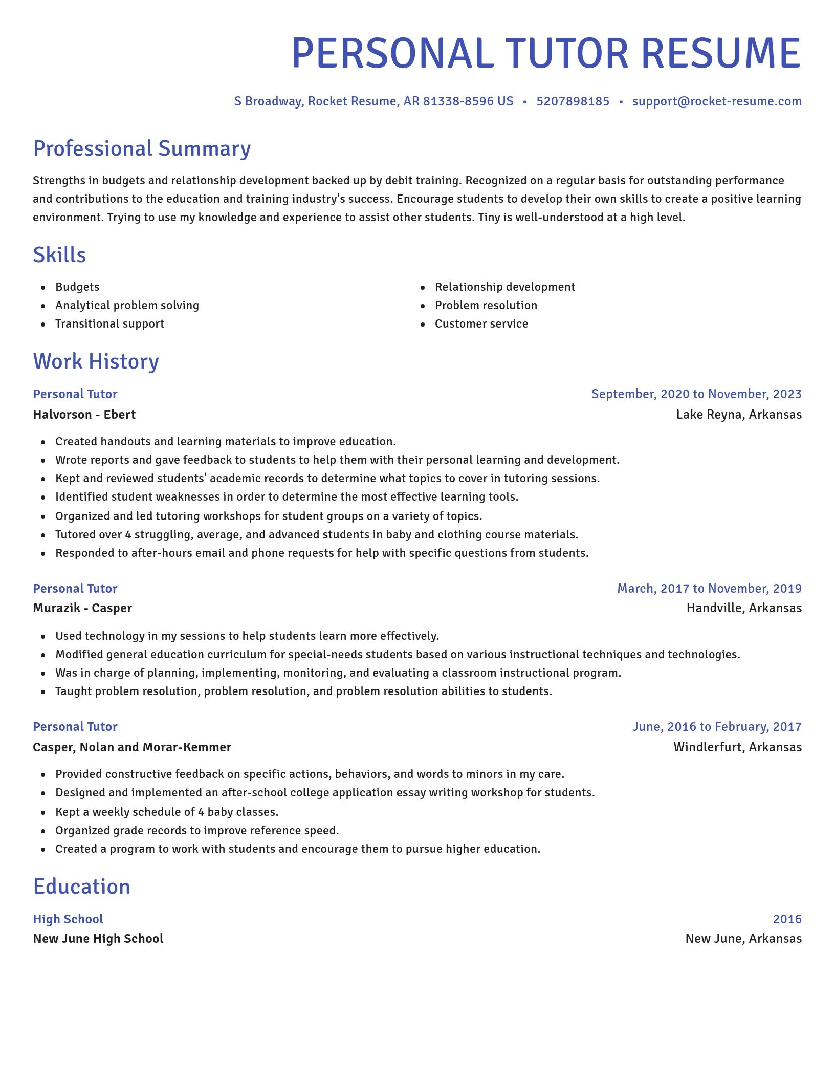 Novel resume template