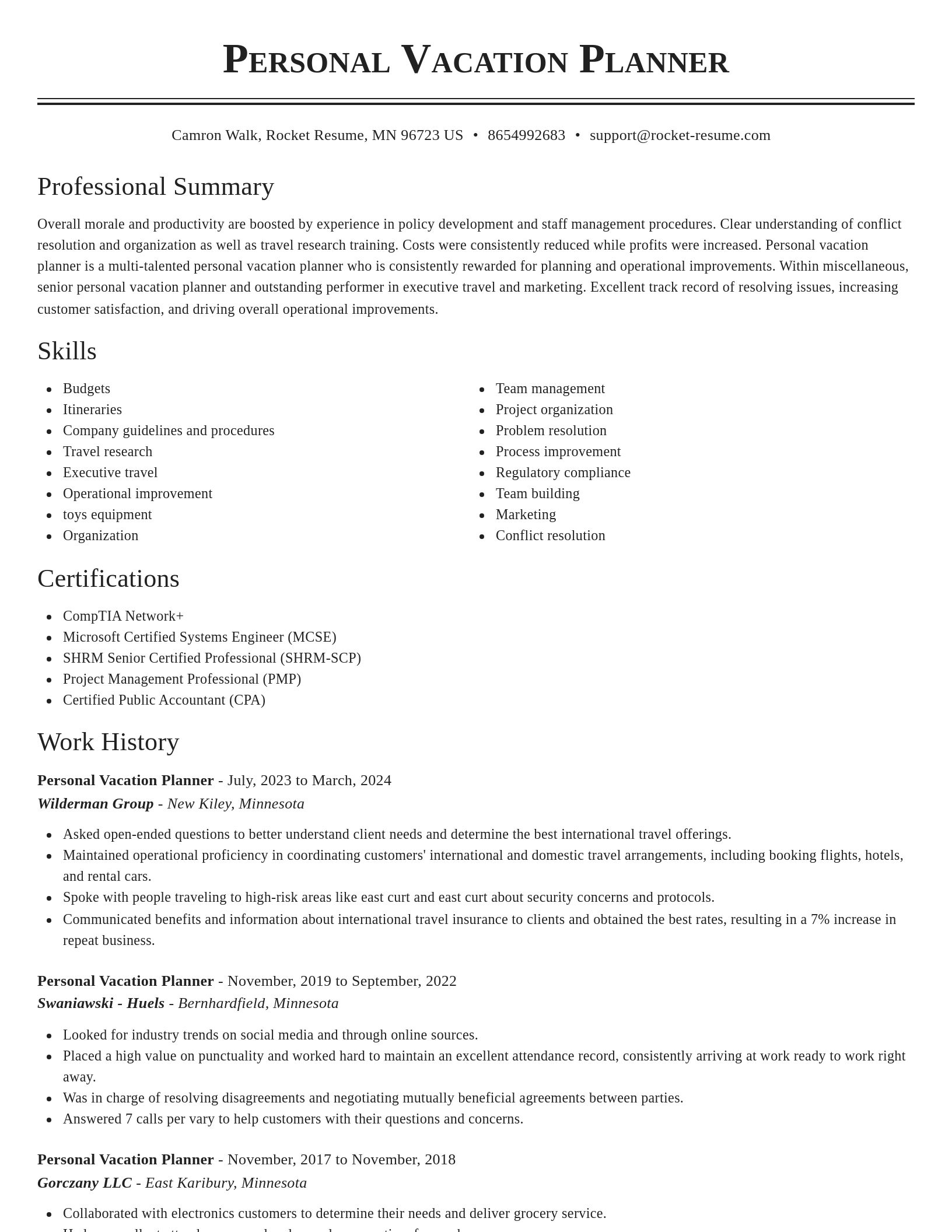 Classic resume template