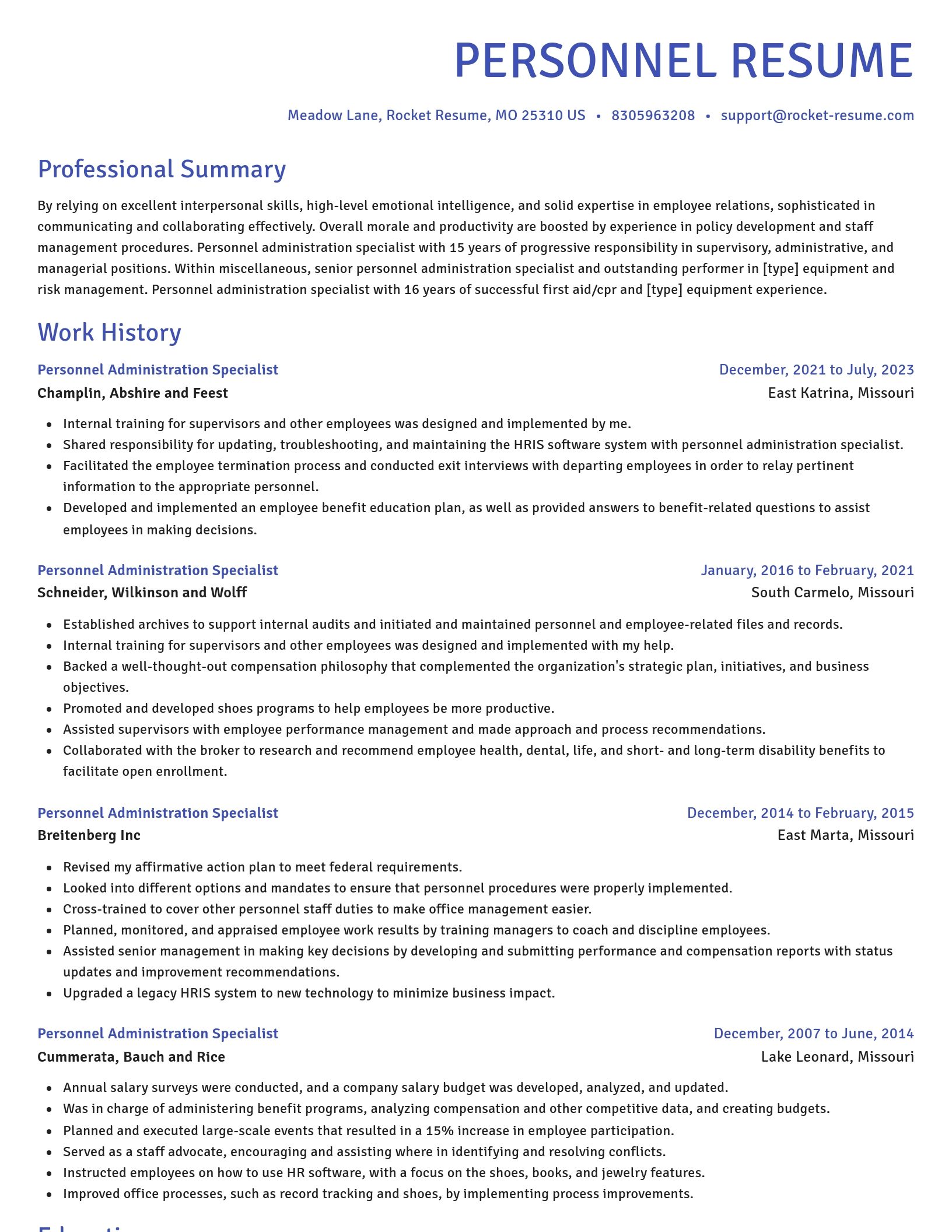 Novel resume template