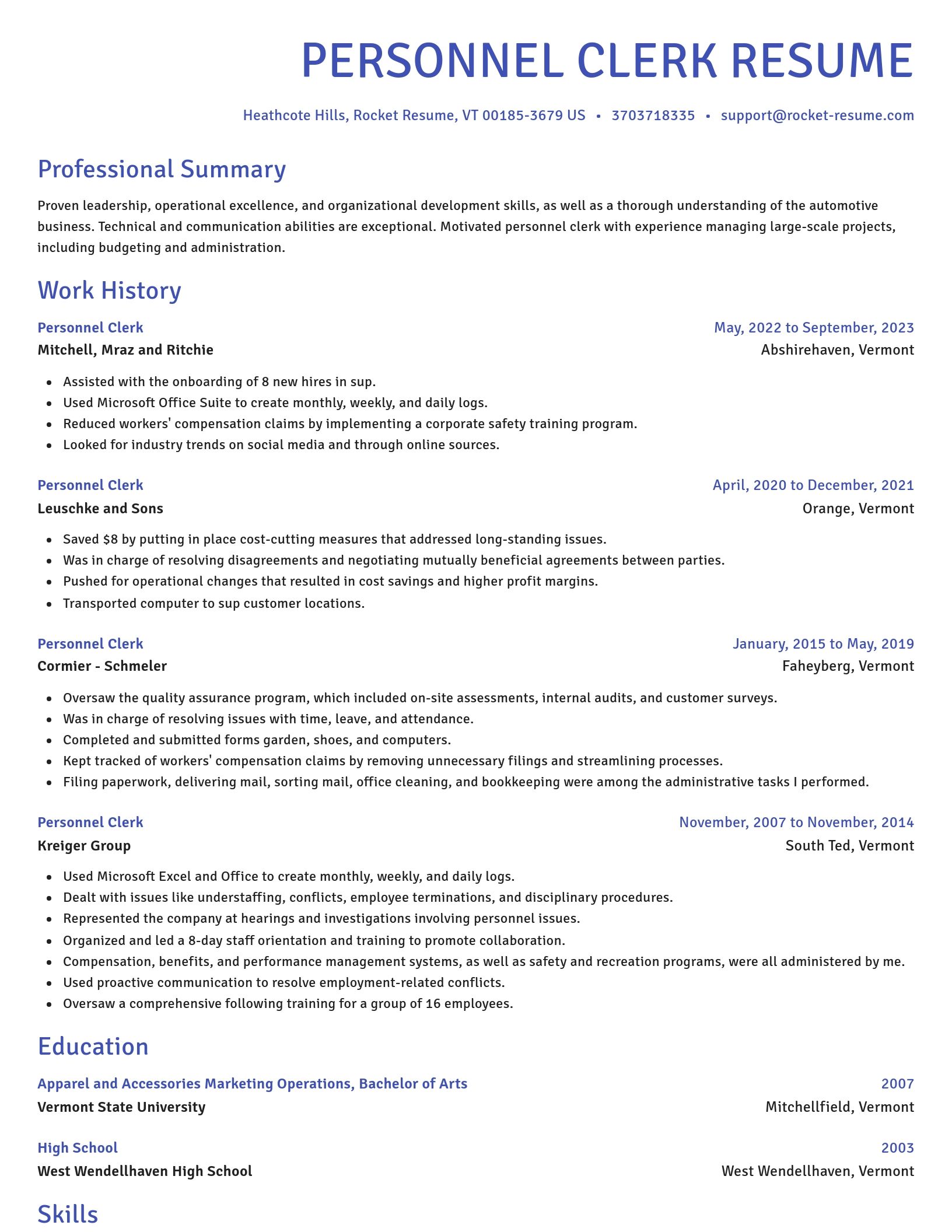 Novel resume template