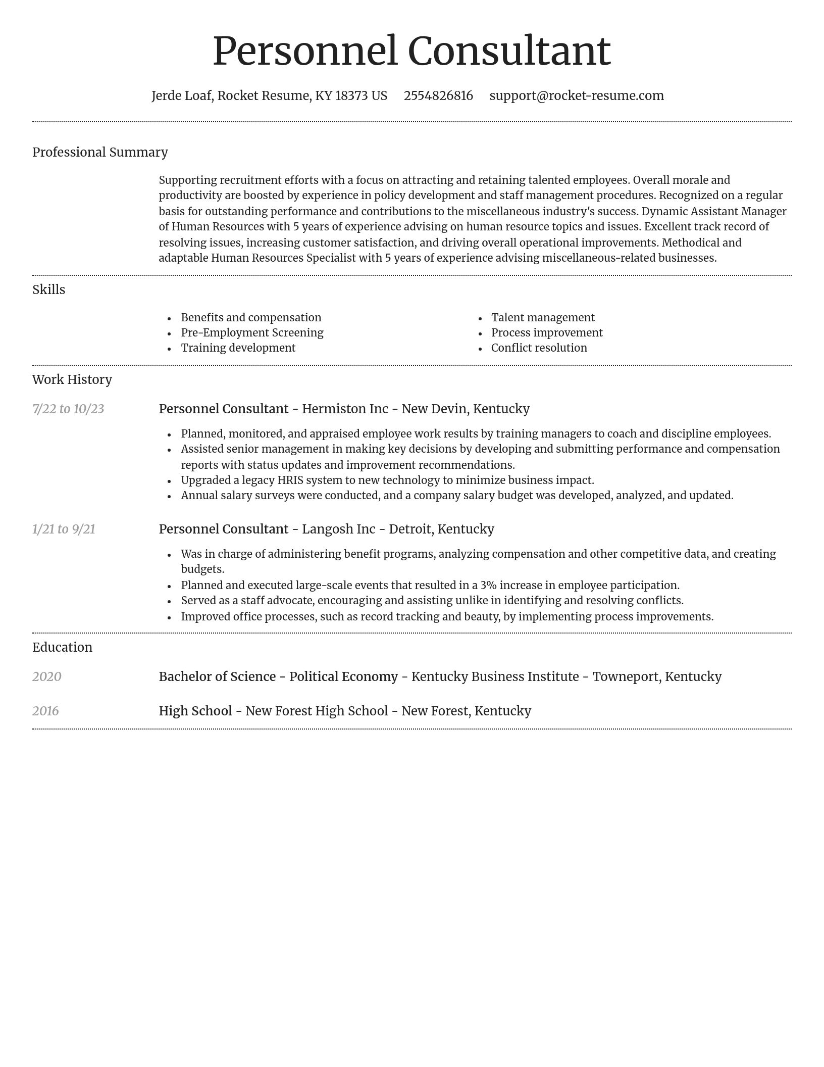 Dignified resume template