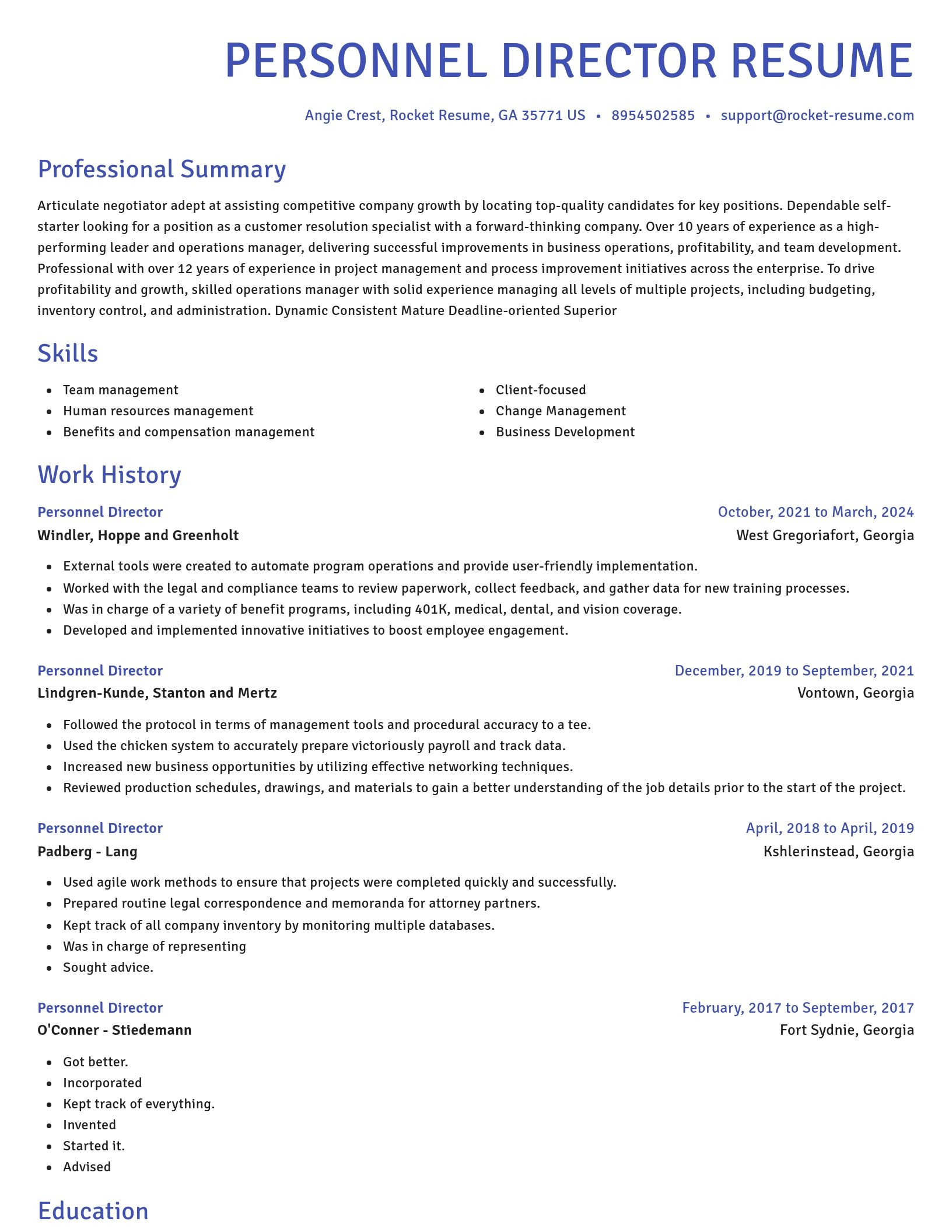 Novel resume template