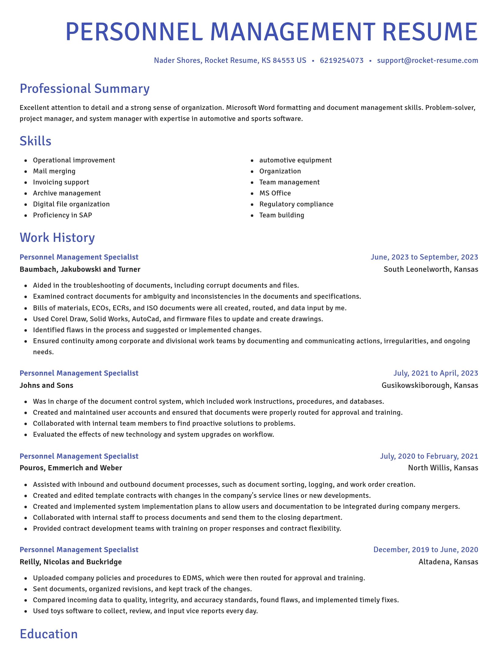 Novel resume template