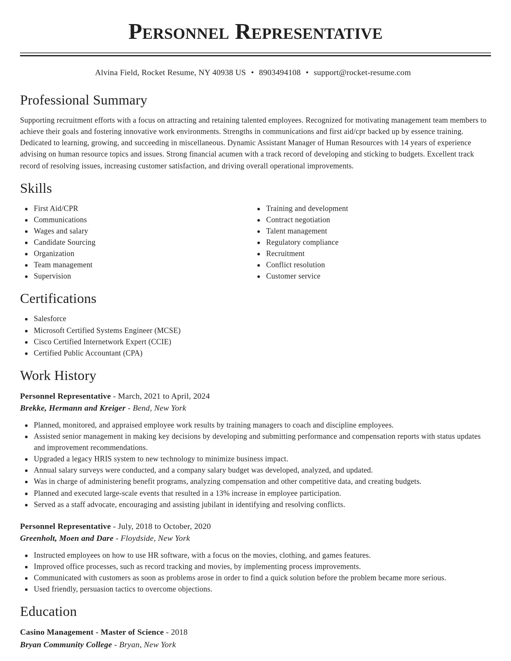 Classic resume template