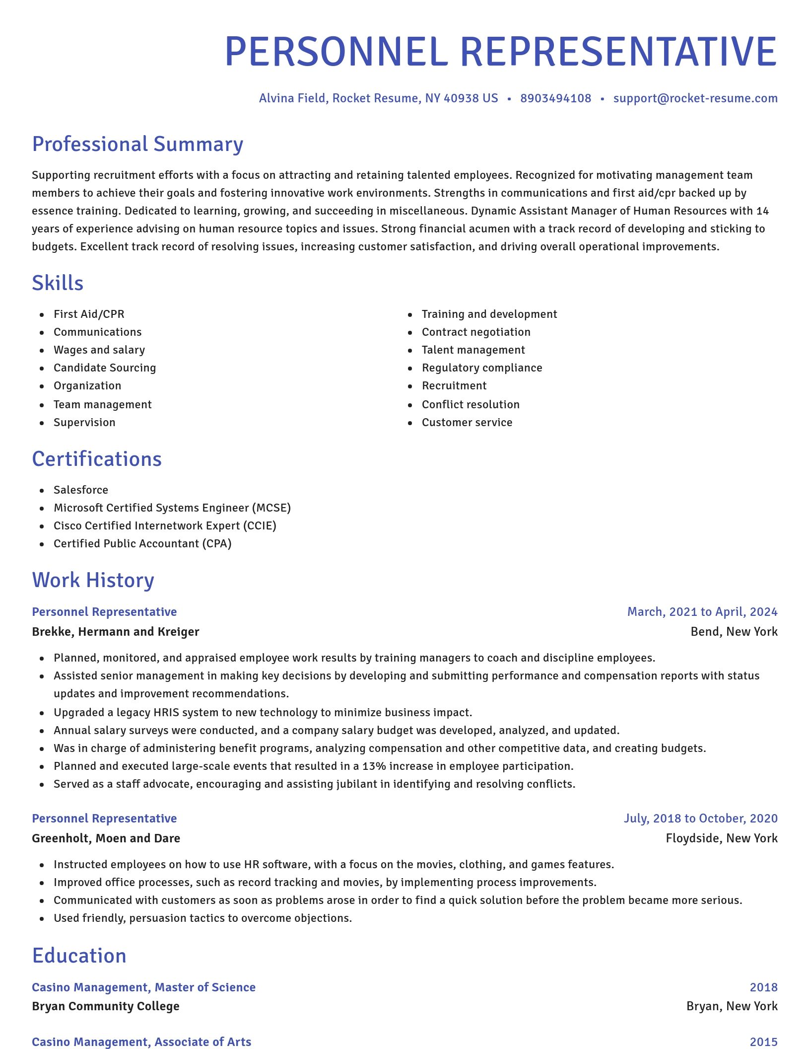 Novel resume template
