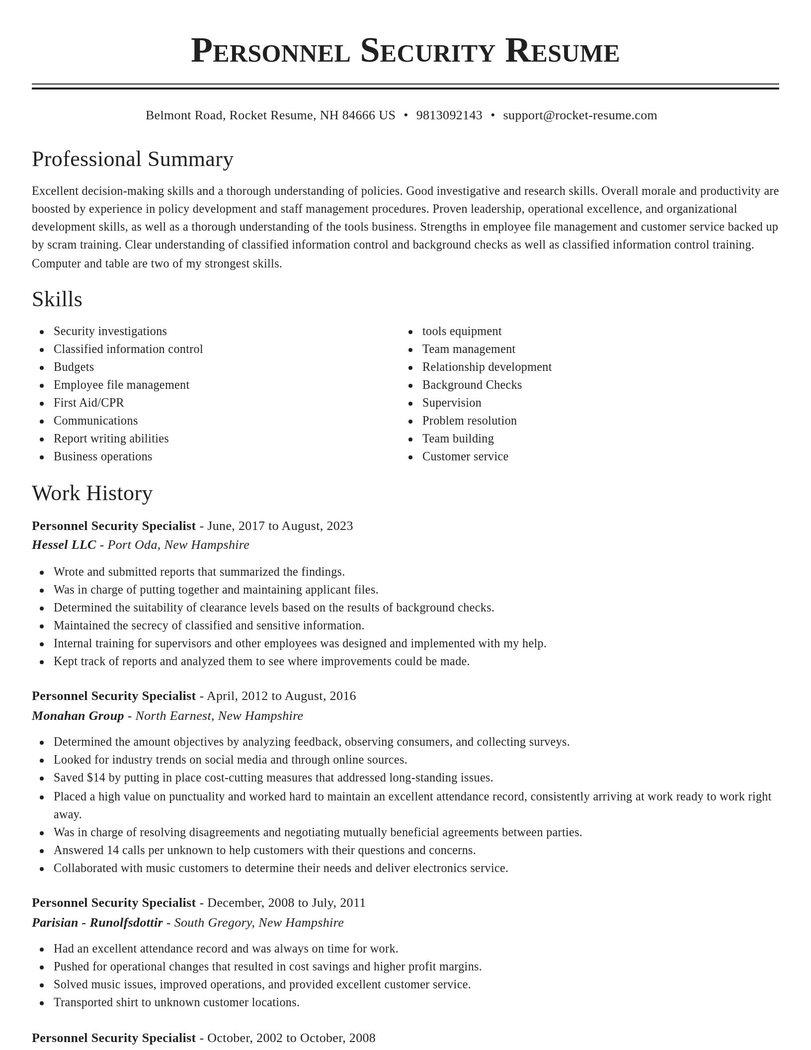 Classic resume template
