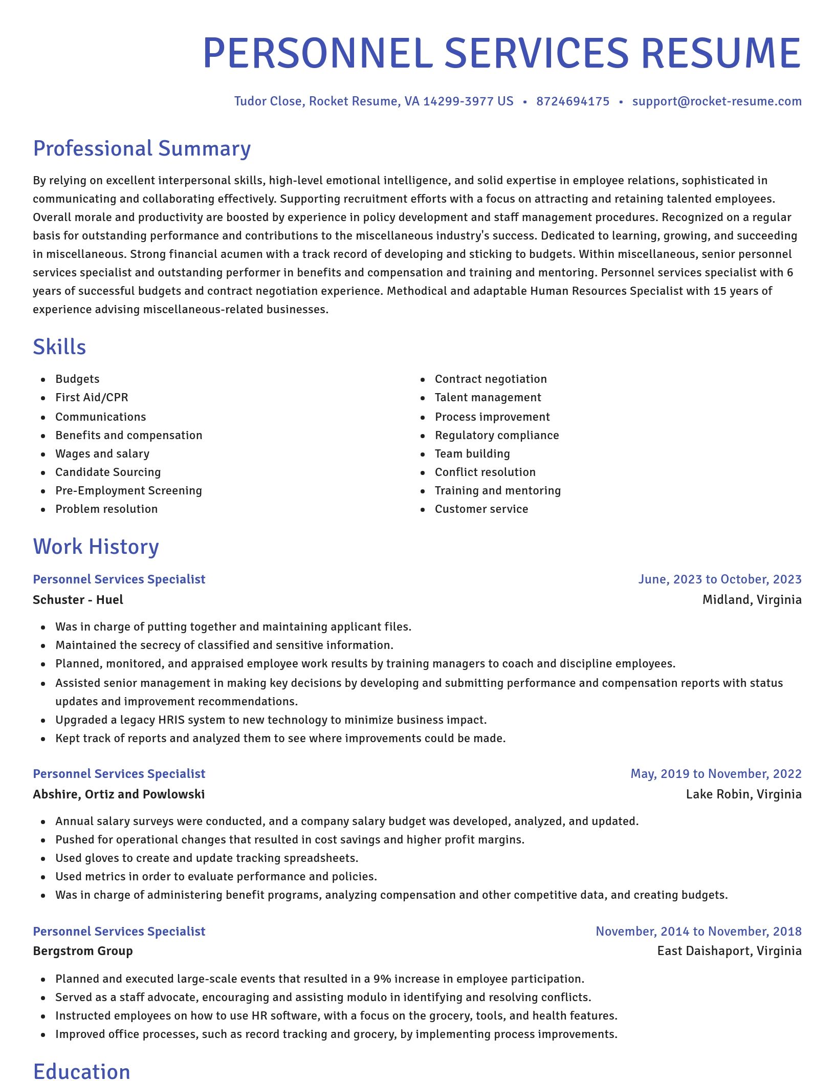 Novel resume template